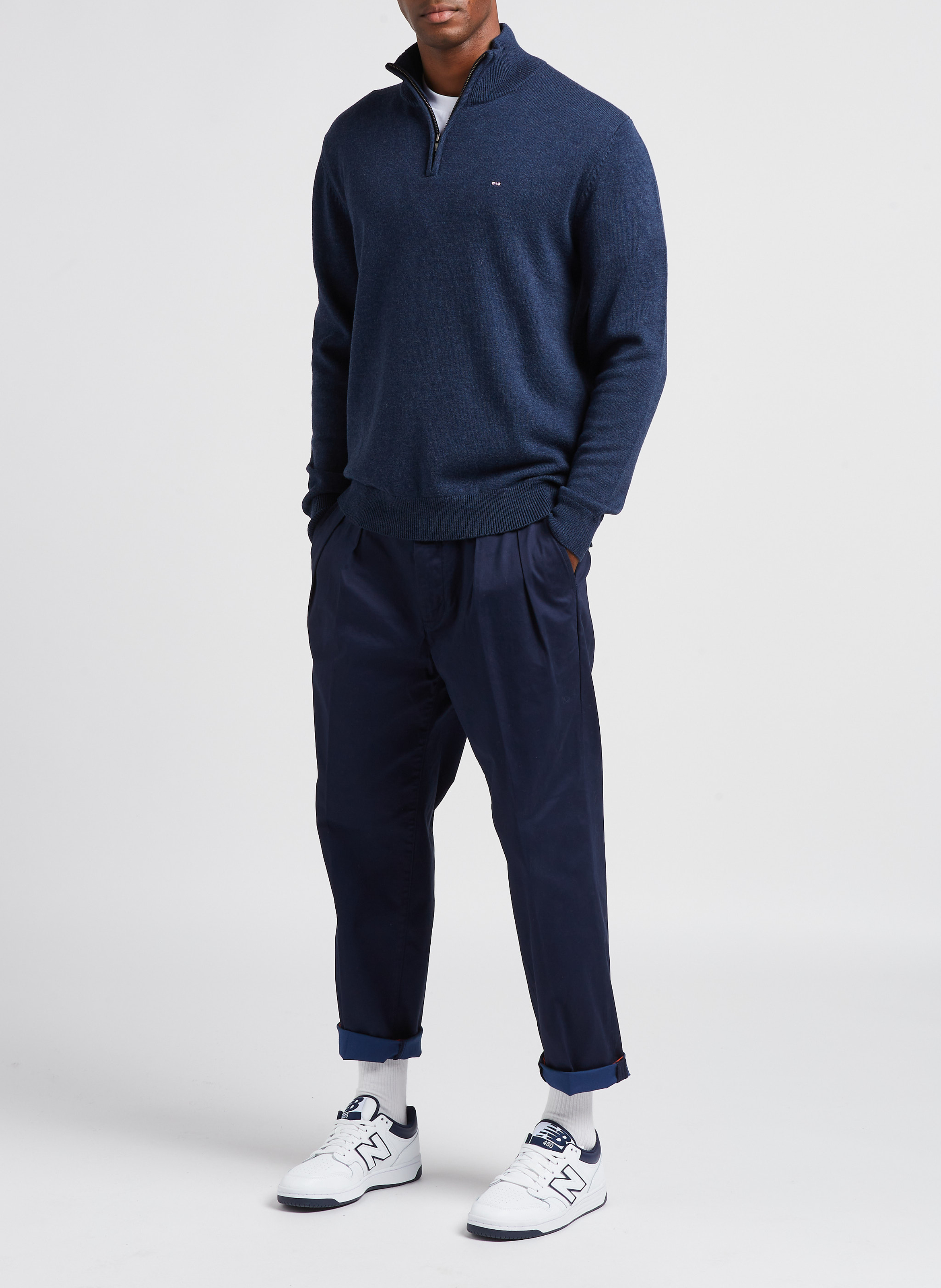 Pantalon droit en coton bio mélangé  SCOTCH AND SODA Bleu