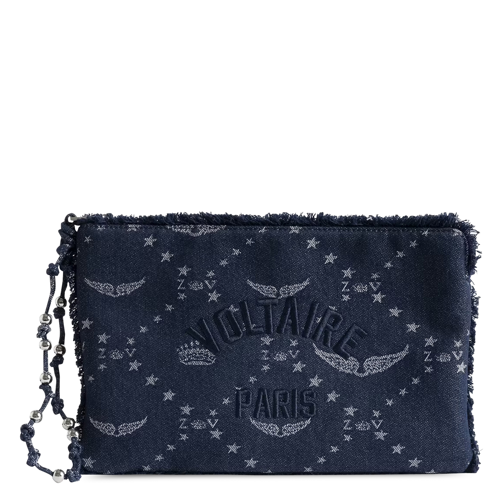 Printed denim clutch ZADIG&VOLTAIRE Blue