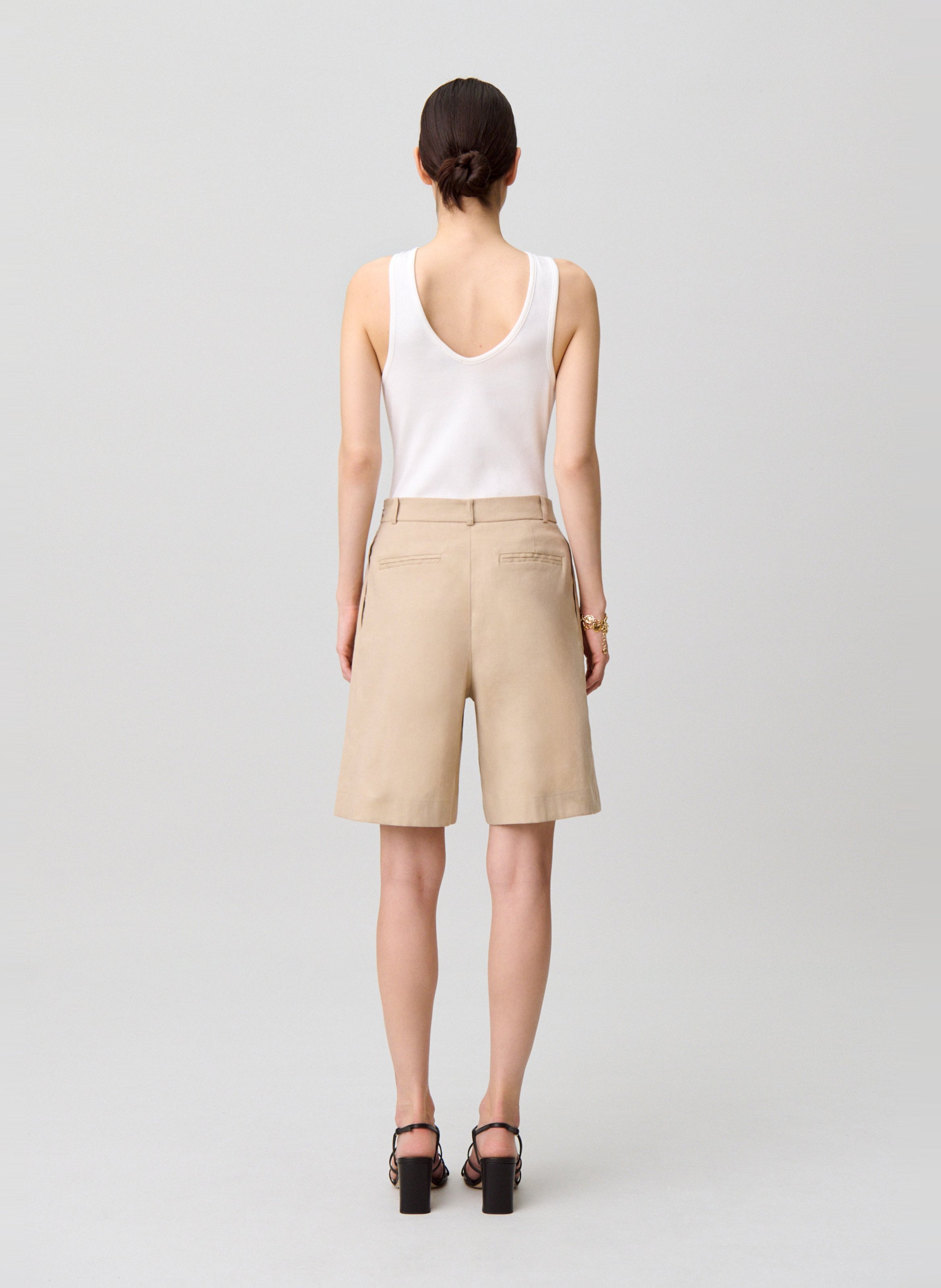 <em>Bermuda</em> recto en lino y mezcla de algodón CLAUDIE PIERLOT Beige