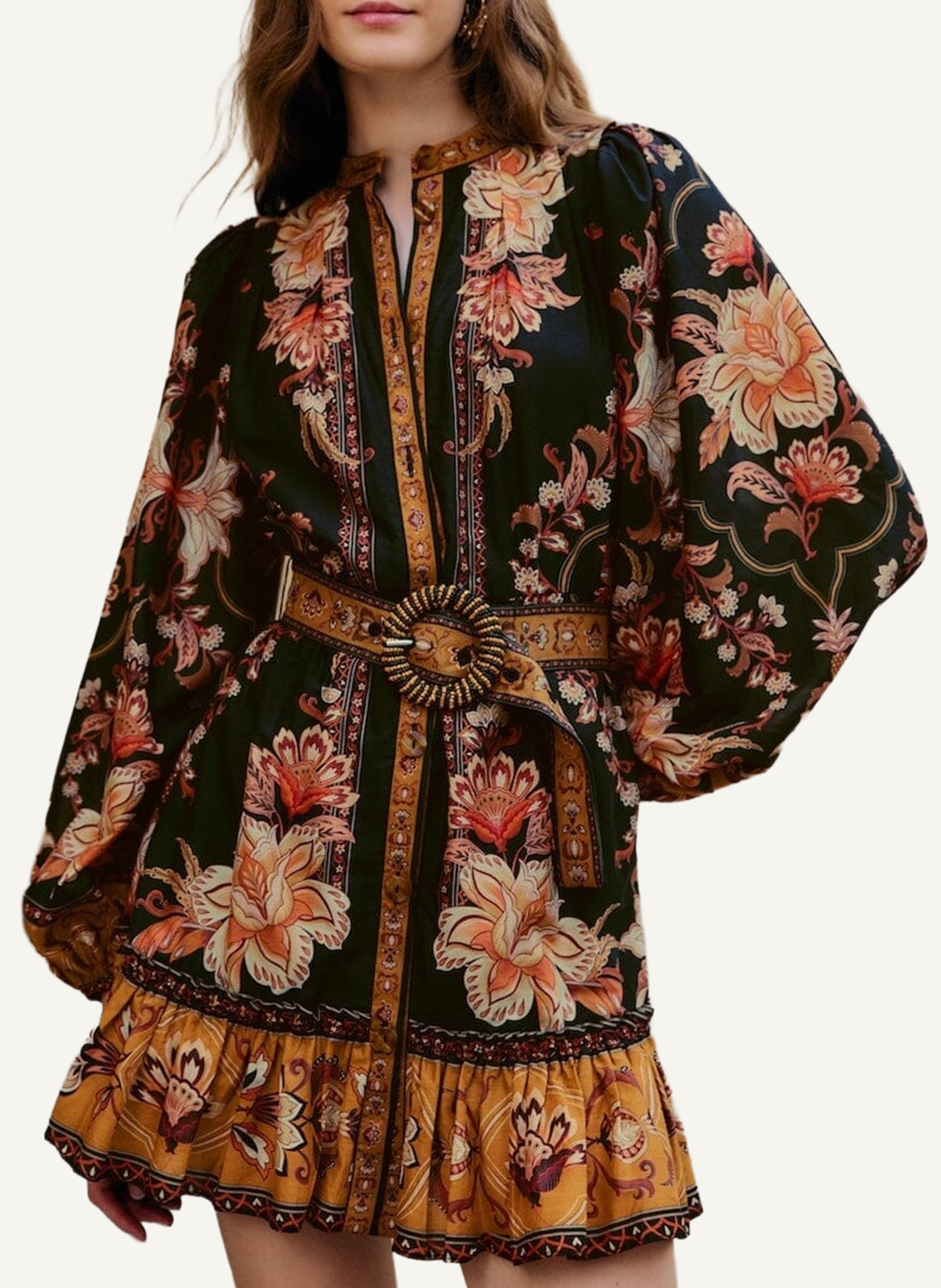 Cotton flared dress FARM RIO Black