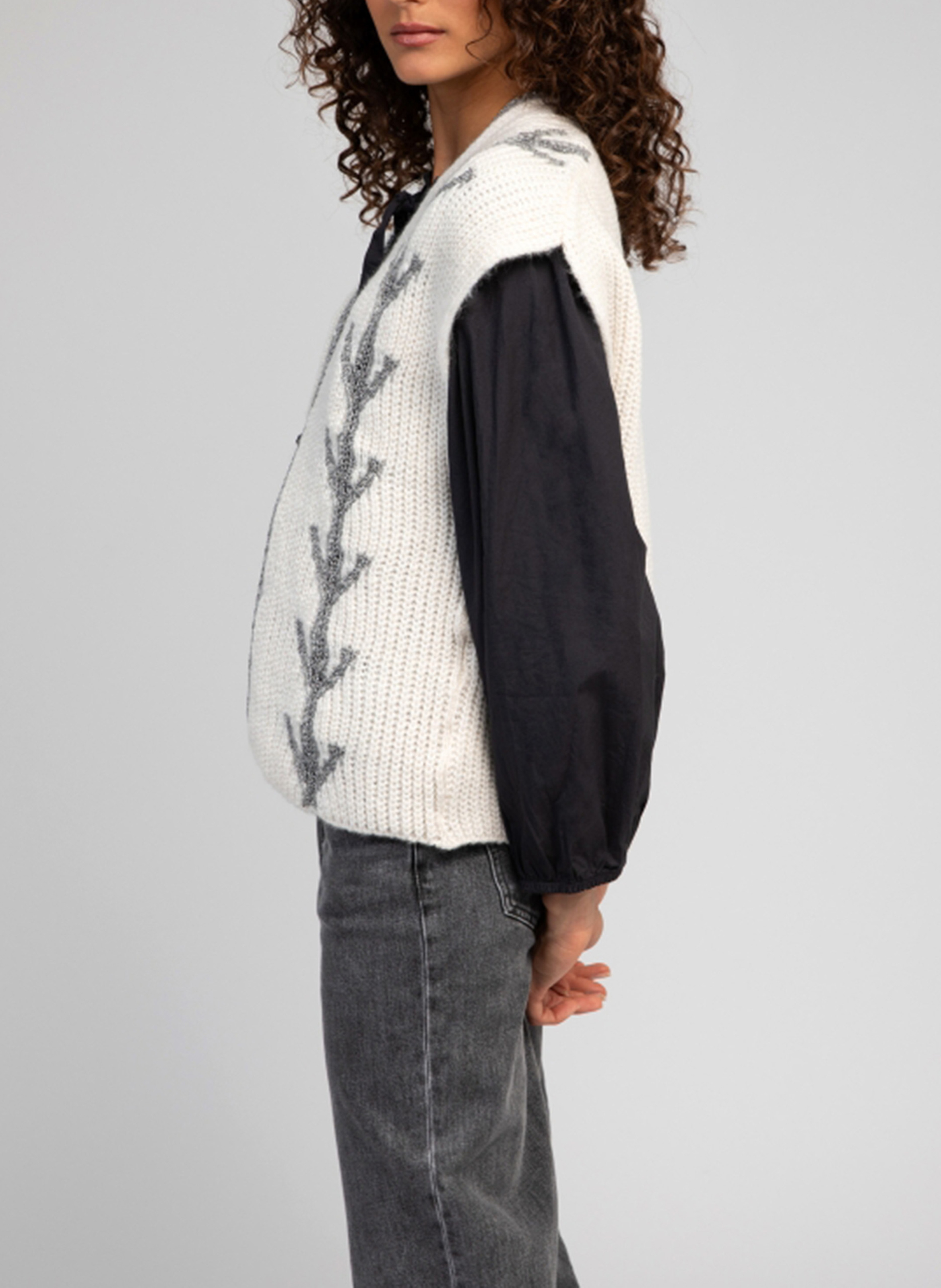 Jacquard-Strickjacke AN'GE Grau