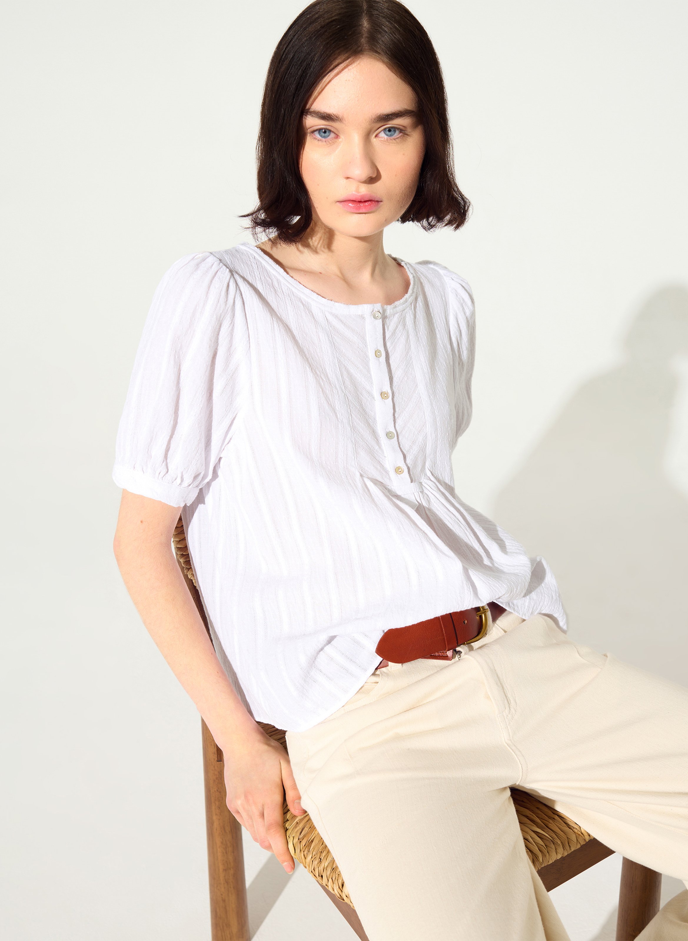 Aimee - Plumetis-Oberteil COTELAC Weiss