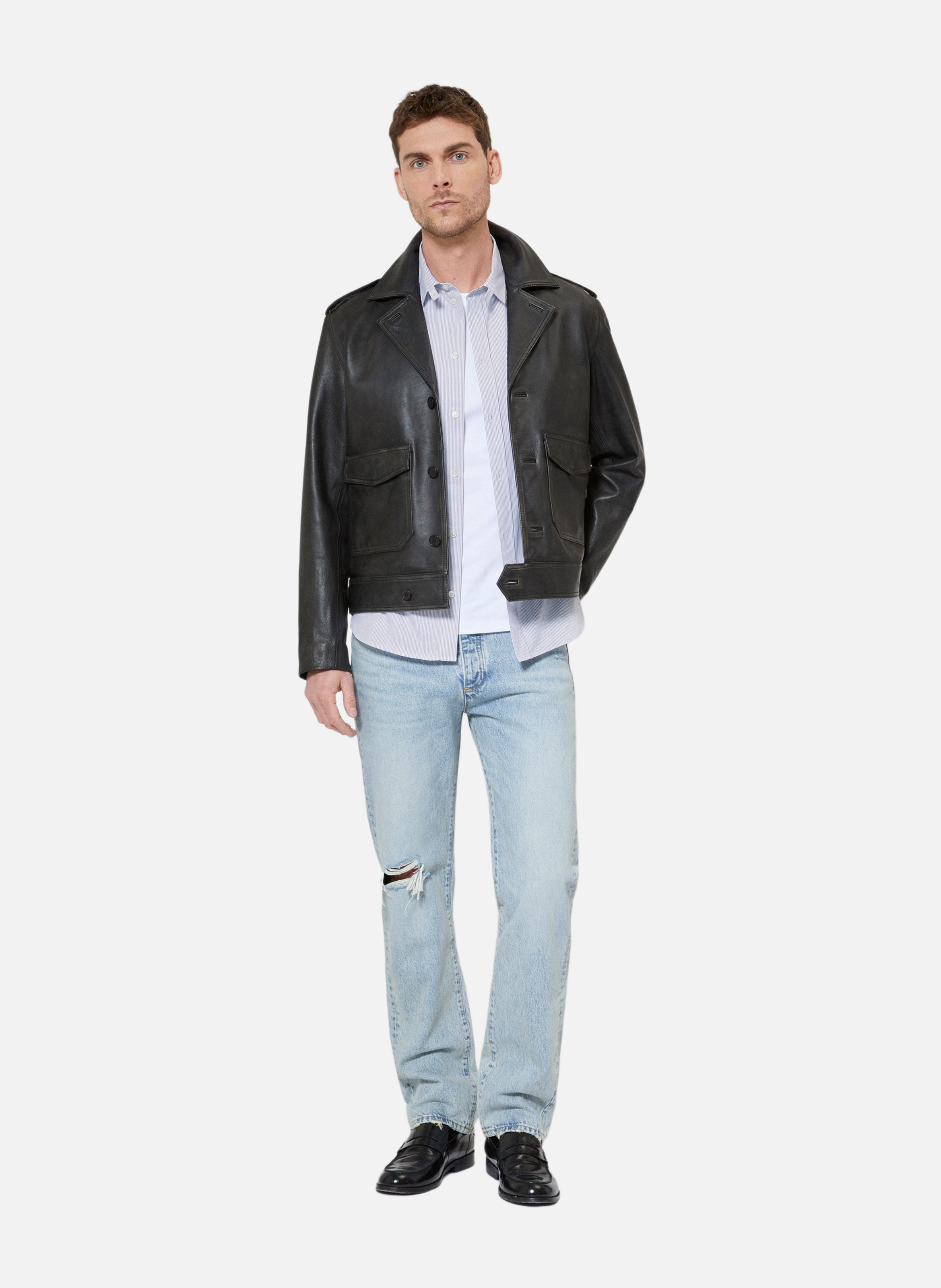 Buttoned leather jacket THE KOOPLES Black