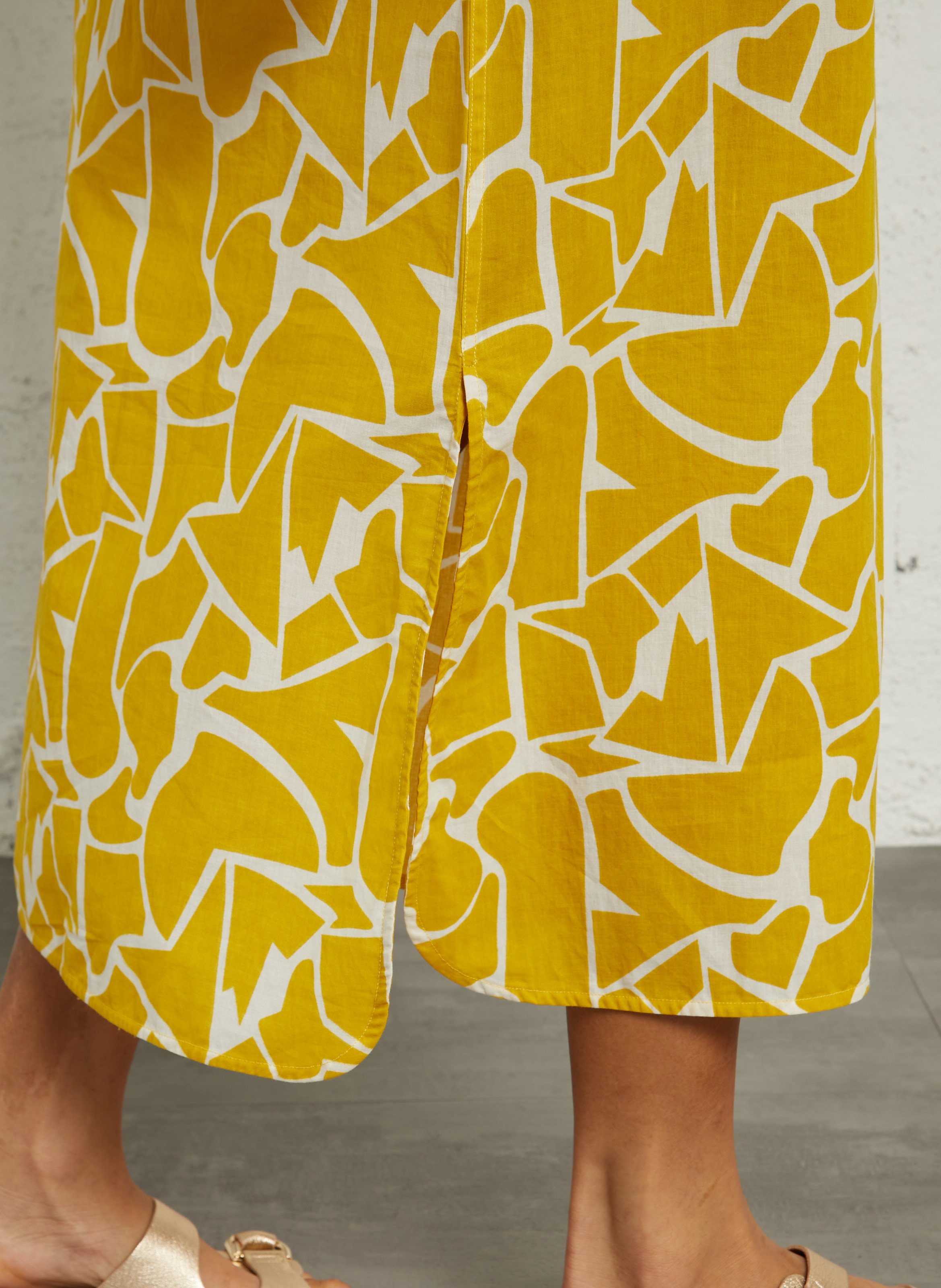 Robe chemise col classique imprimée en coton BELLA JONES Jaune