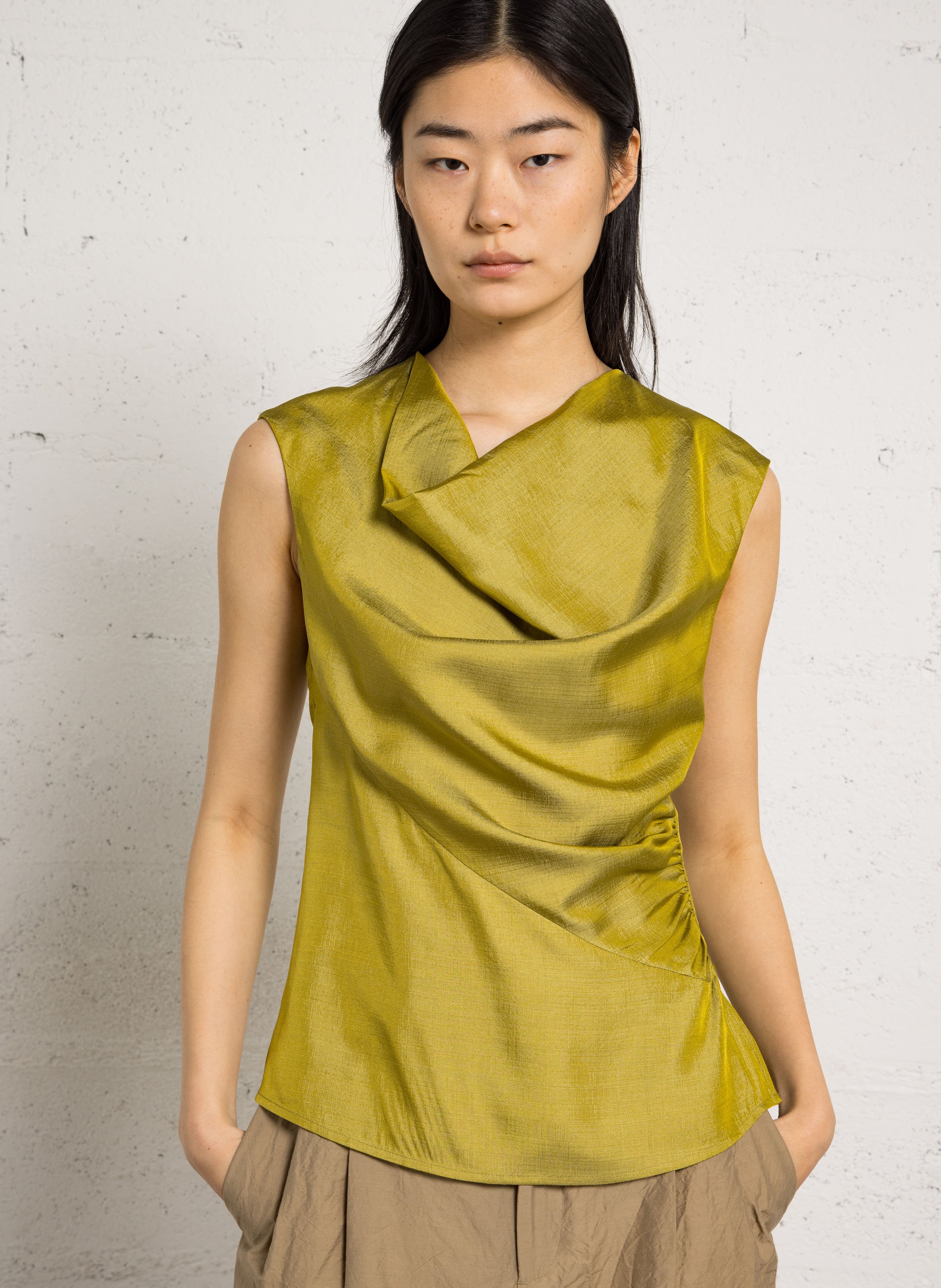 Fitted silk top SOEUR Green