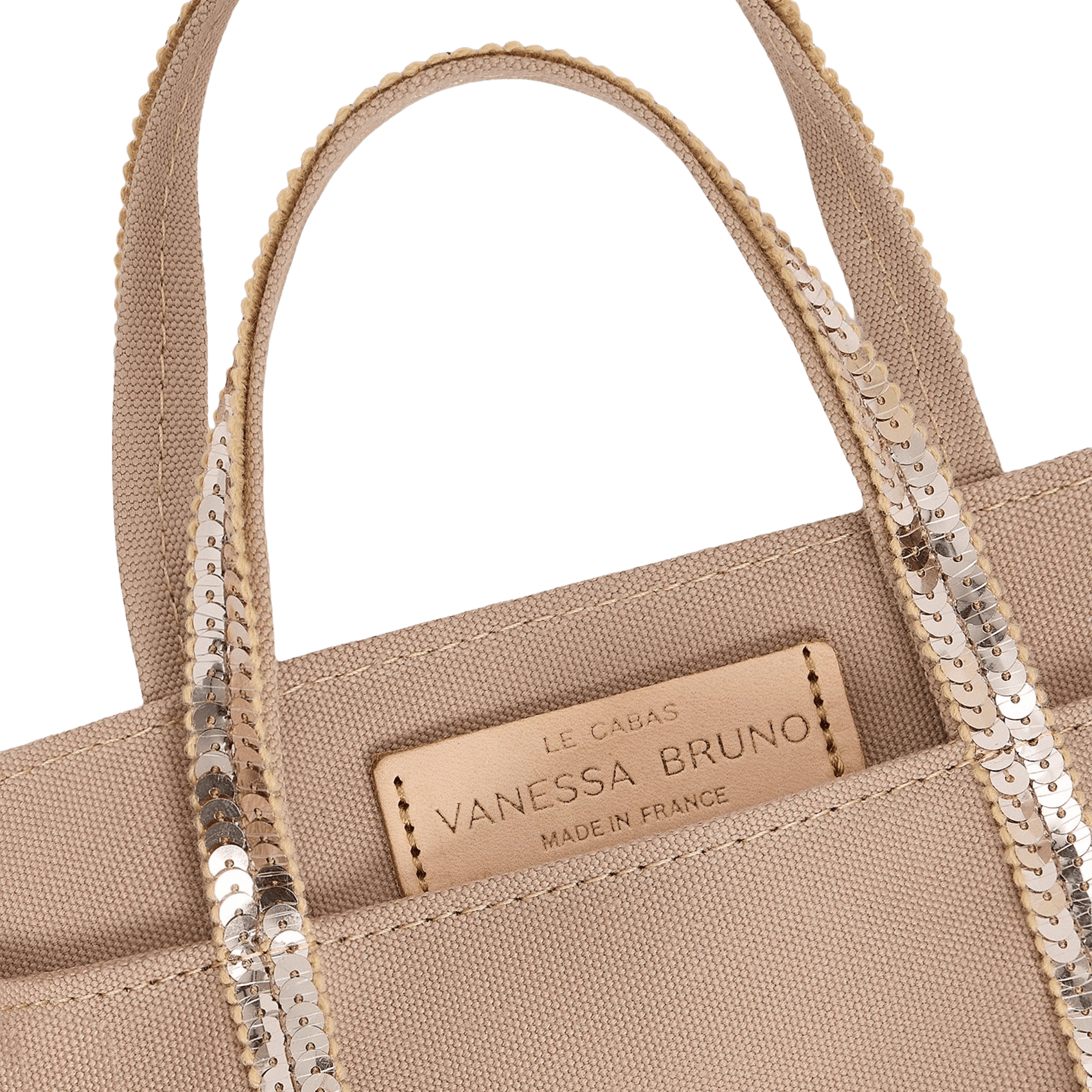Mini-Tragetasche mit Pailletten aus Baumwollcanvas VANESSA BRUNO Braun