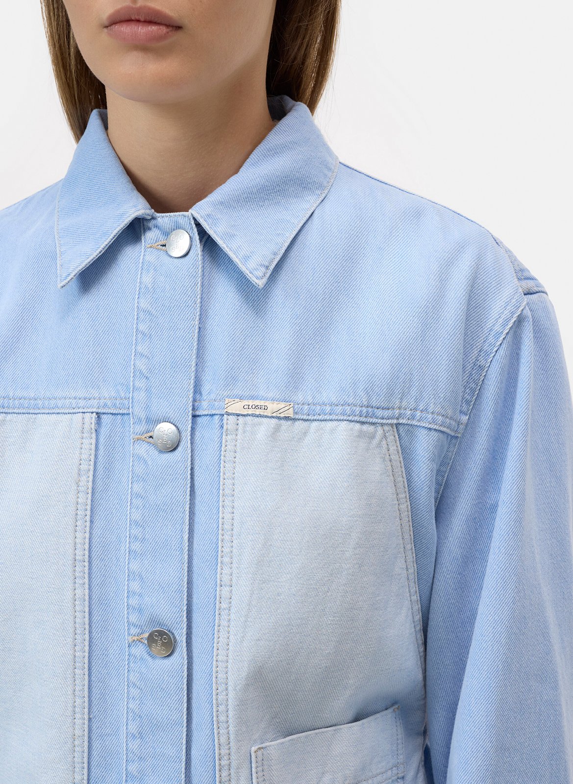 Veste oversize col classique en coton et coton recyclé mélangé CLOSED Bleu