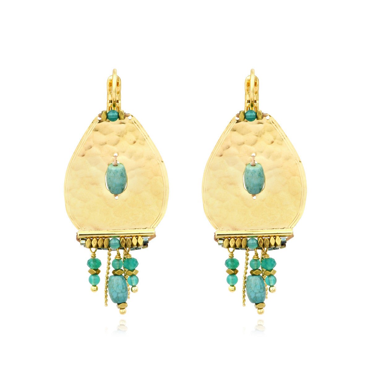 Earrings in fine gold plating SATELLITE PARIS Green