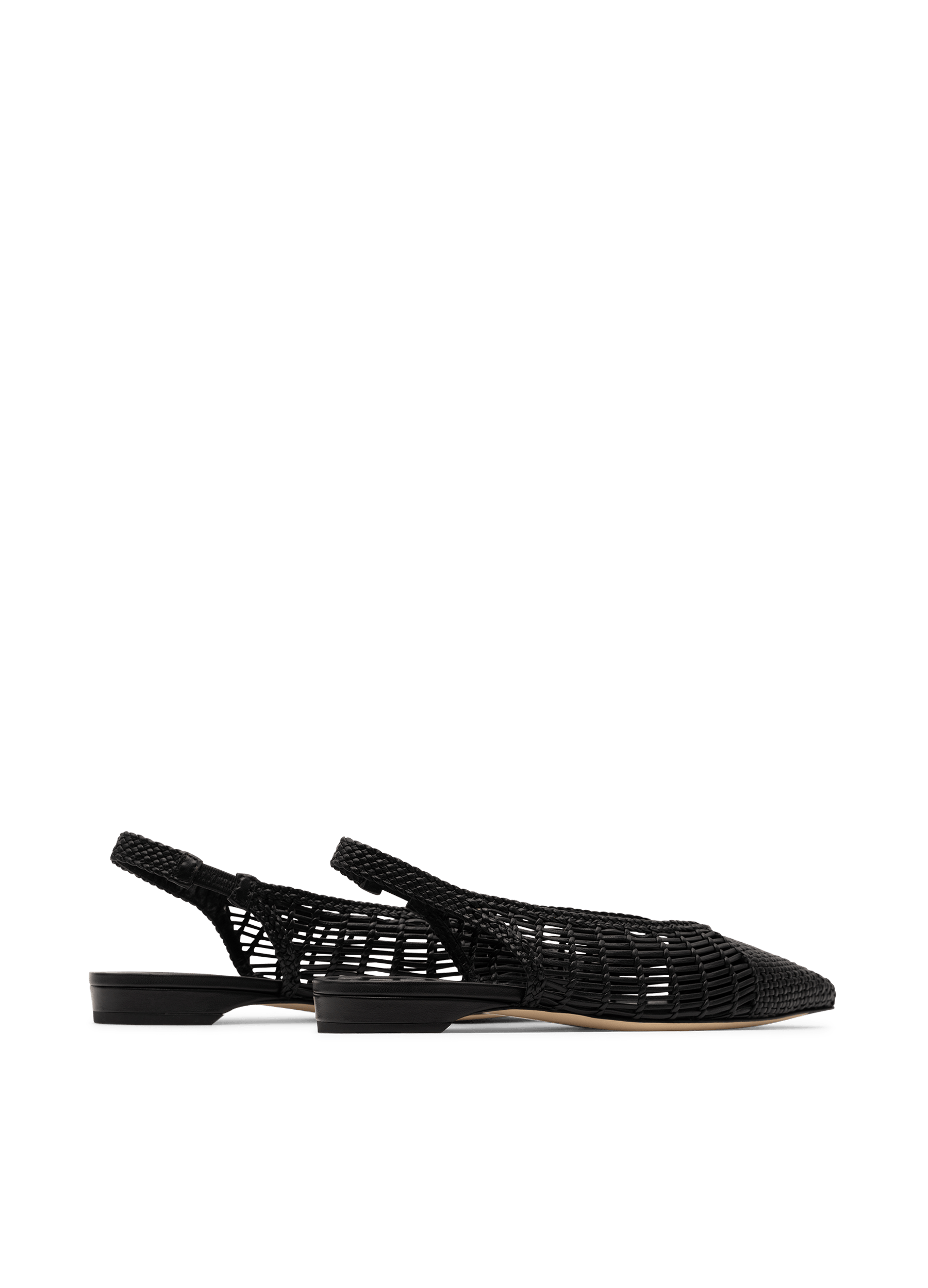 Black braided nappa leather ballerina flats PARALLELE PARIS Black
