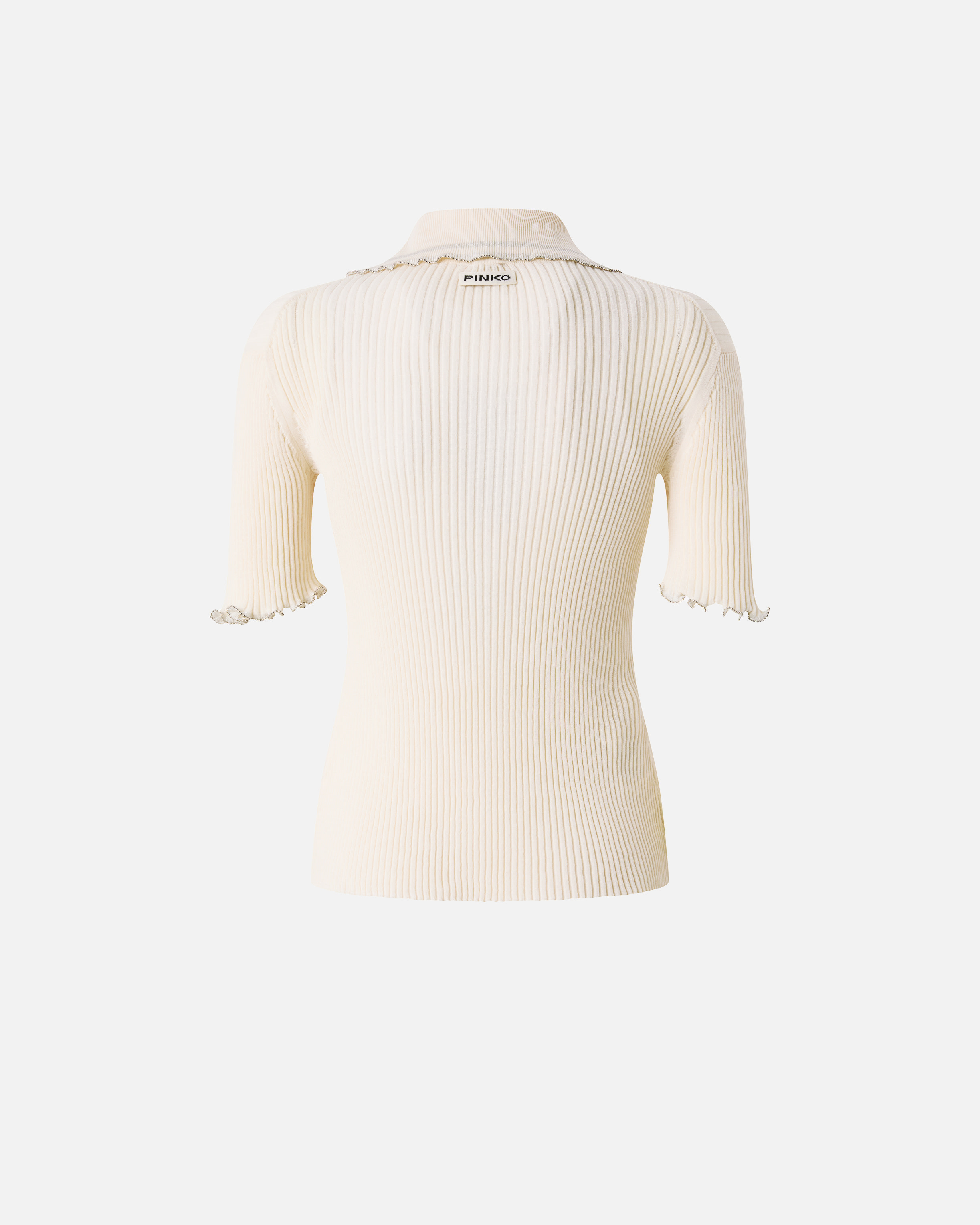 T-shirt côtelé à bords bijoux PINKO Blanc