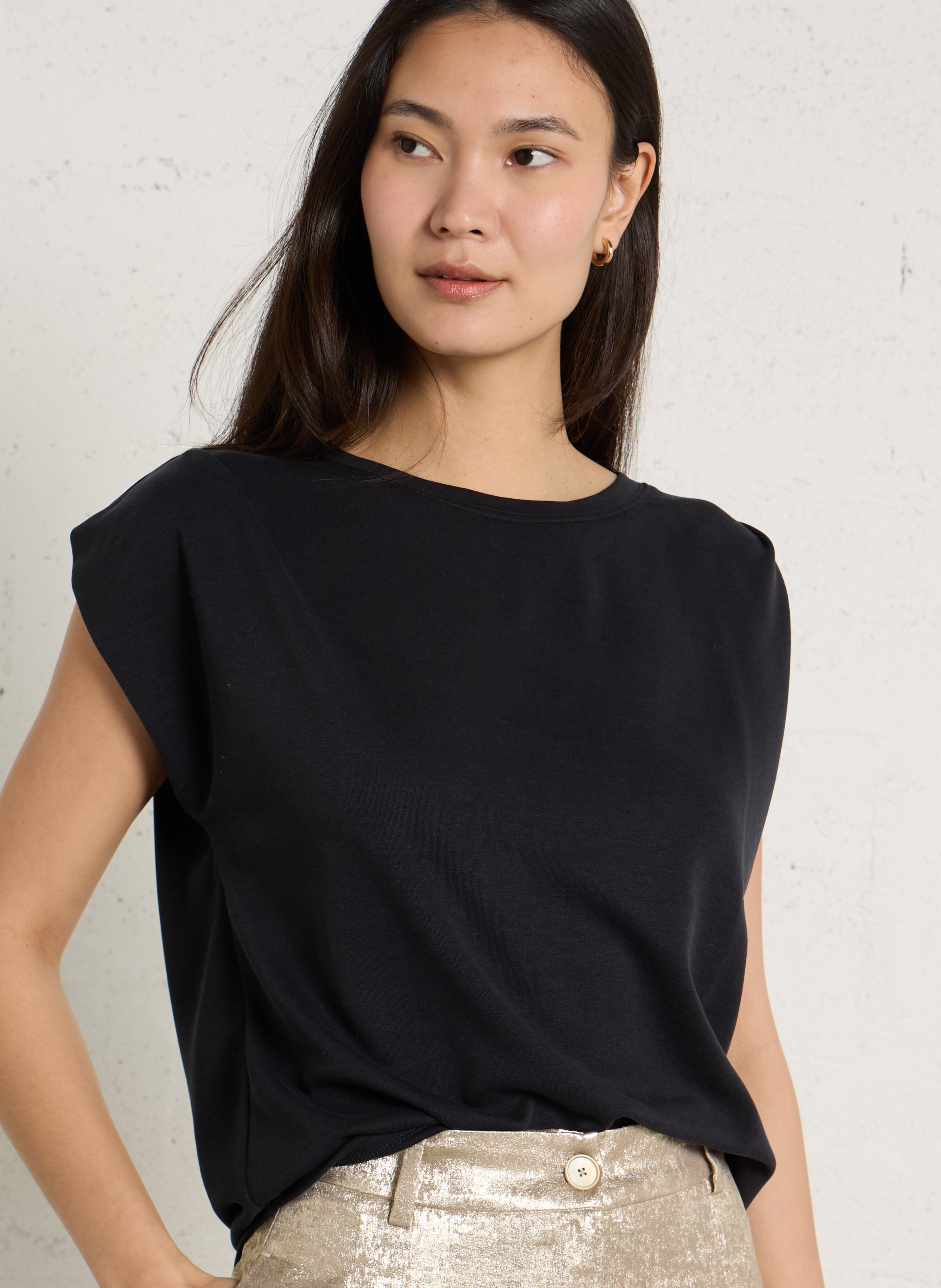 Effen top met lange mouwen en ronde hals MAISON 123 Zwart