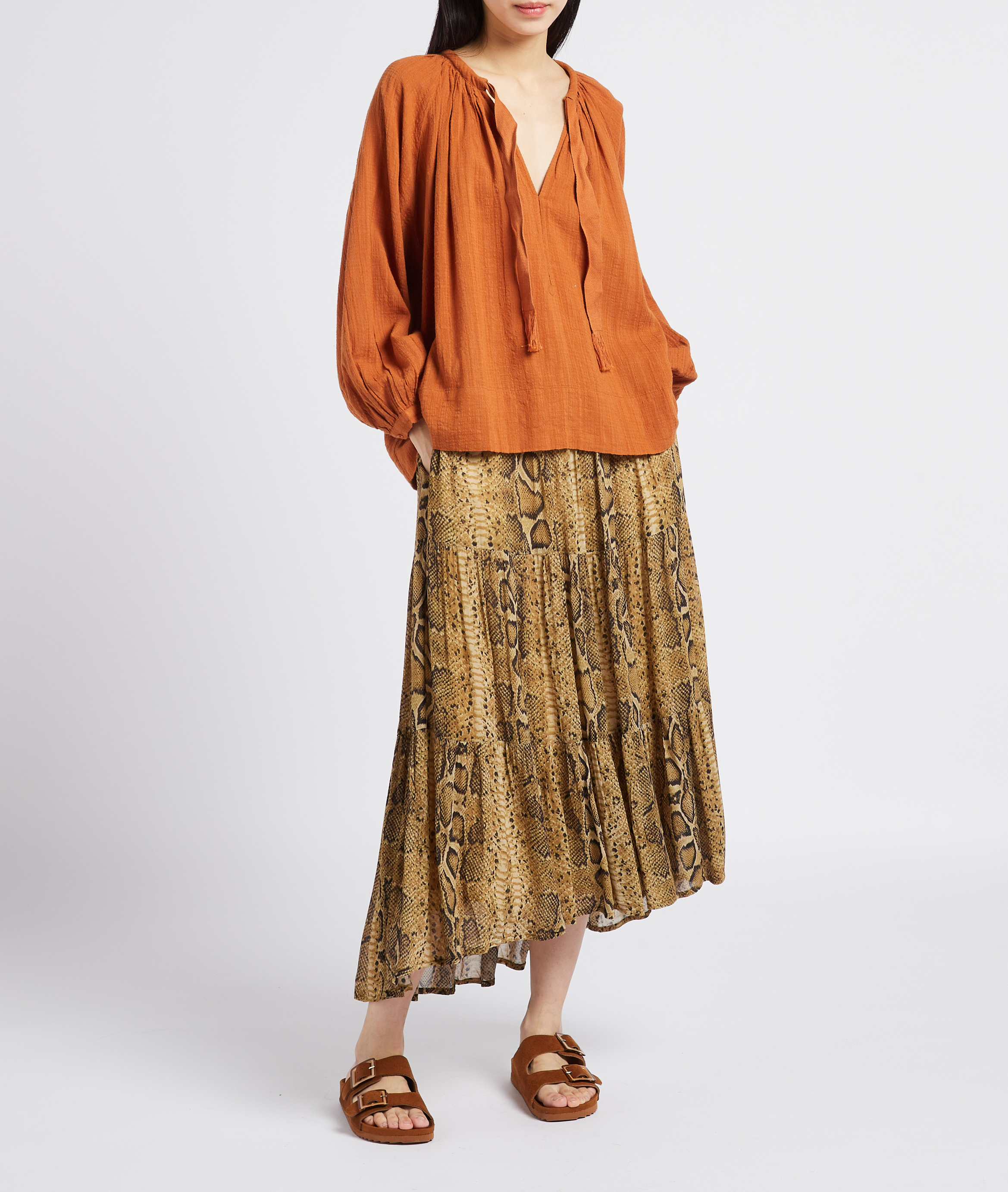 Loose-fit textured blouse SWILDENS Orange