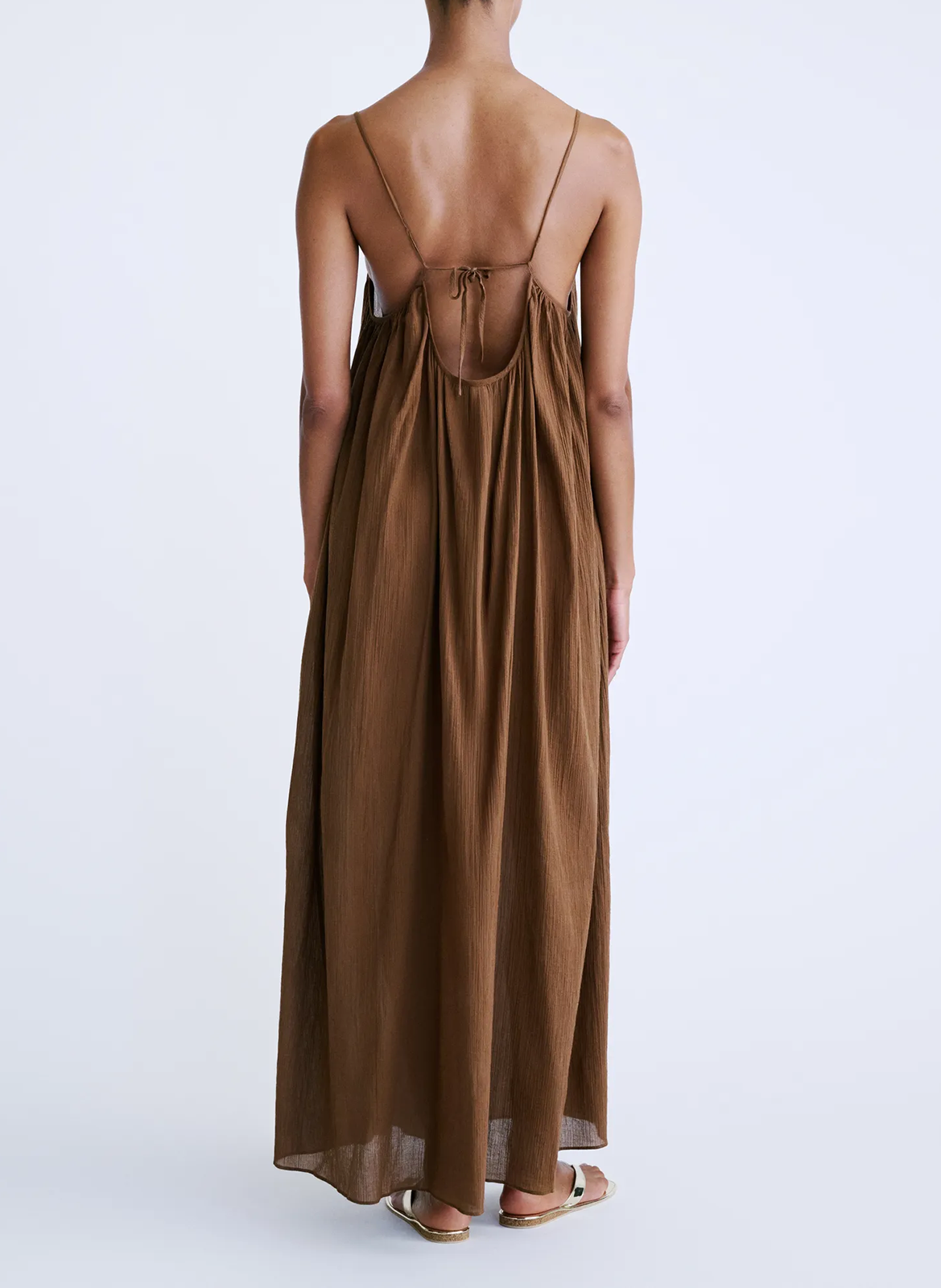 Robe longue en coton LOVE STORIES Marron