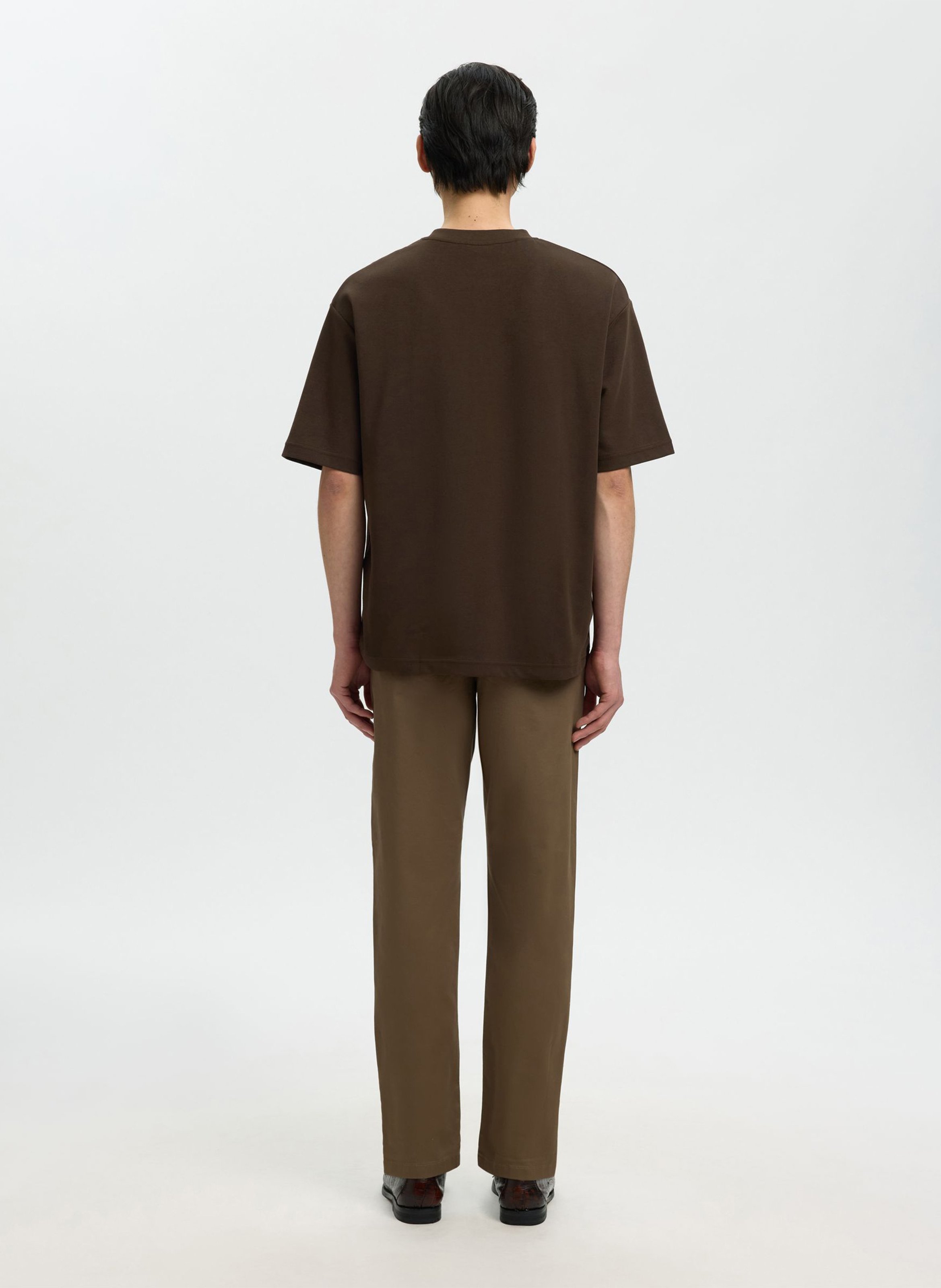 Oversized organic cotton blend t-shirt | Brown SELECTED Men