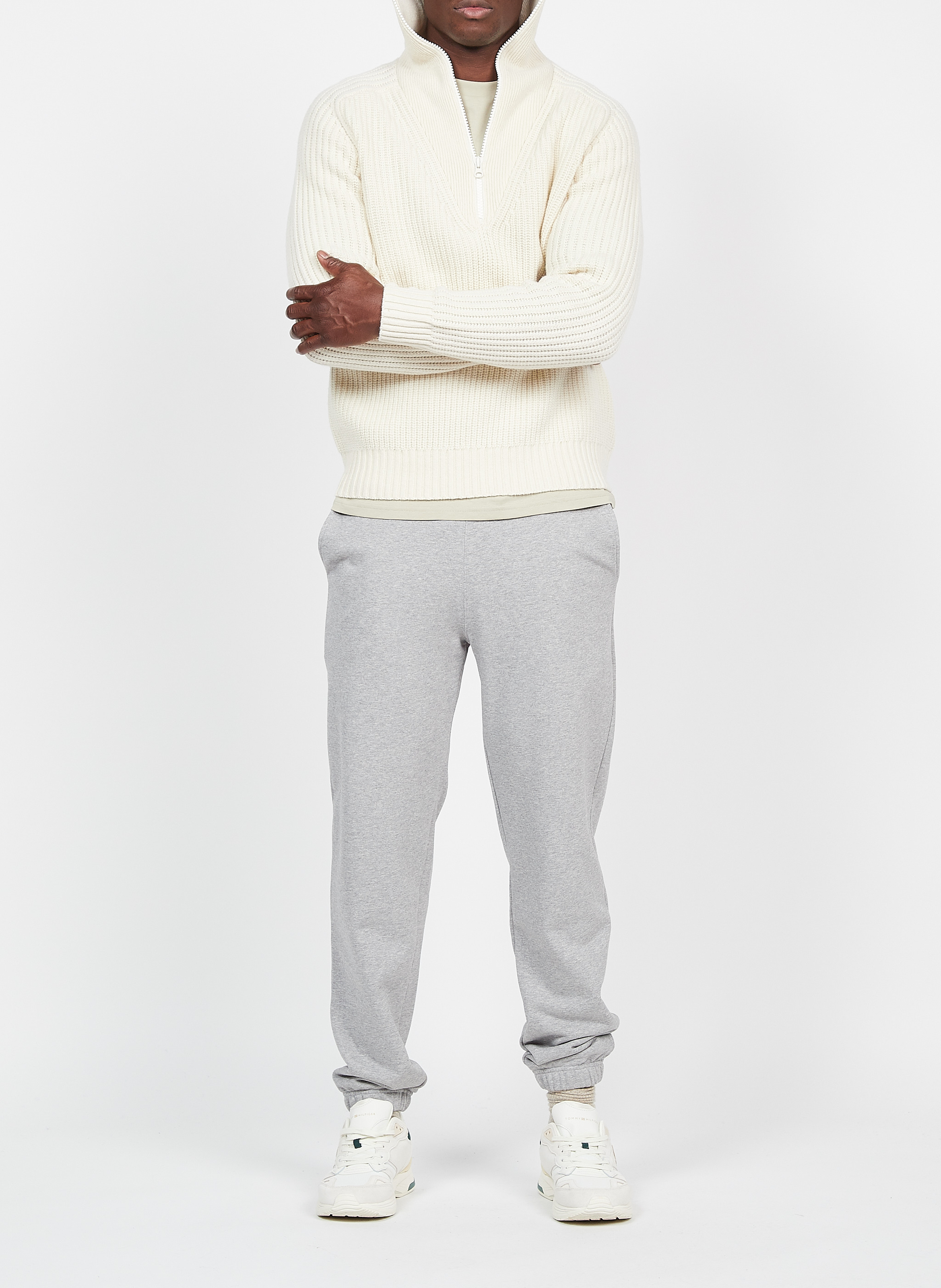 Wool sweater with zip-up high neck SAISON 1865 Beige