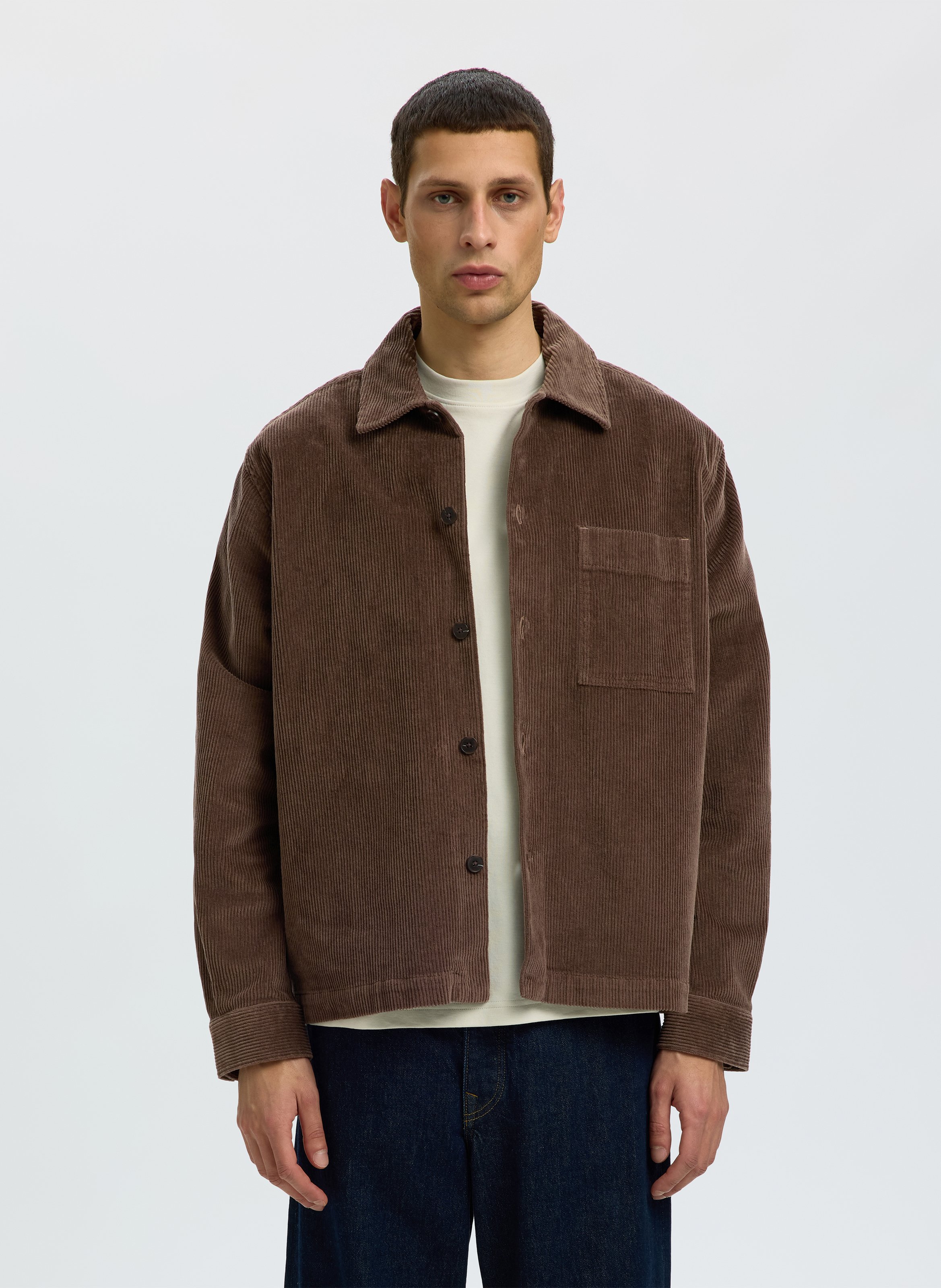 Chemise oversize en coton bio mélangé SELECTED Marron