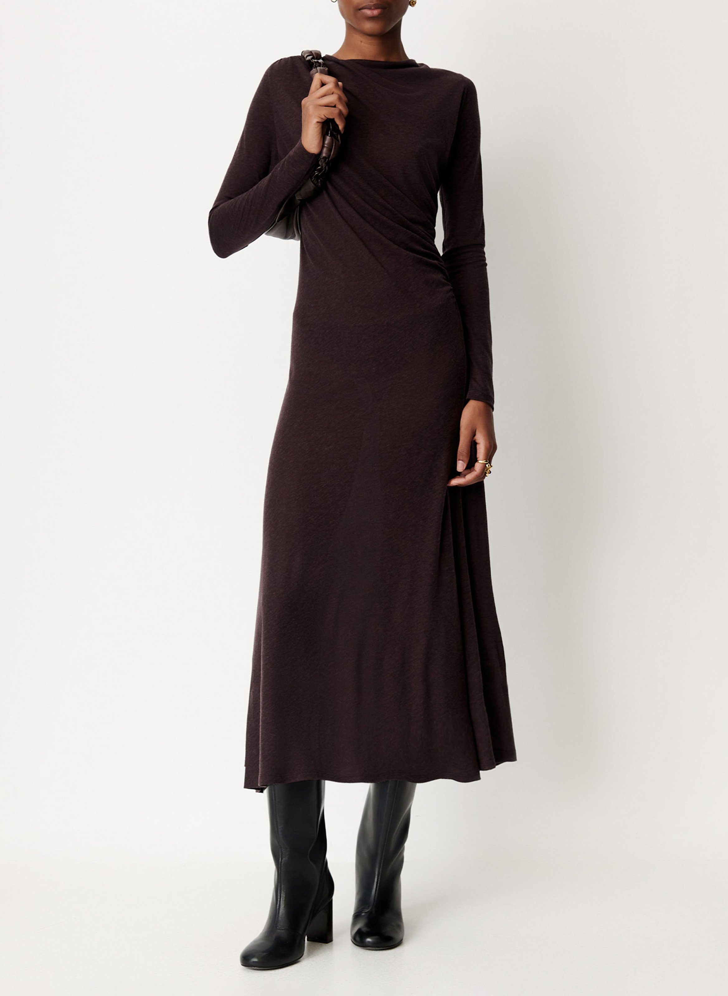 Robe cintrée évasée avec décolleté dos SESSUN Marron