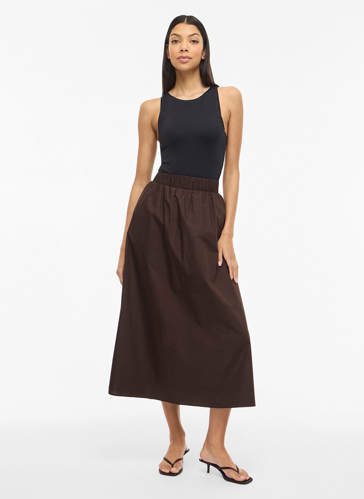 Organic cotton midi skirt VILA Brown