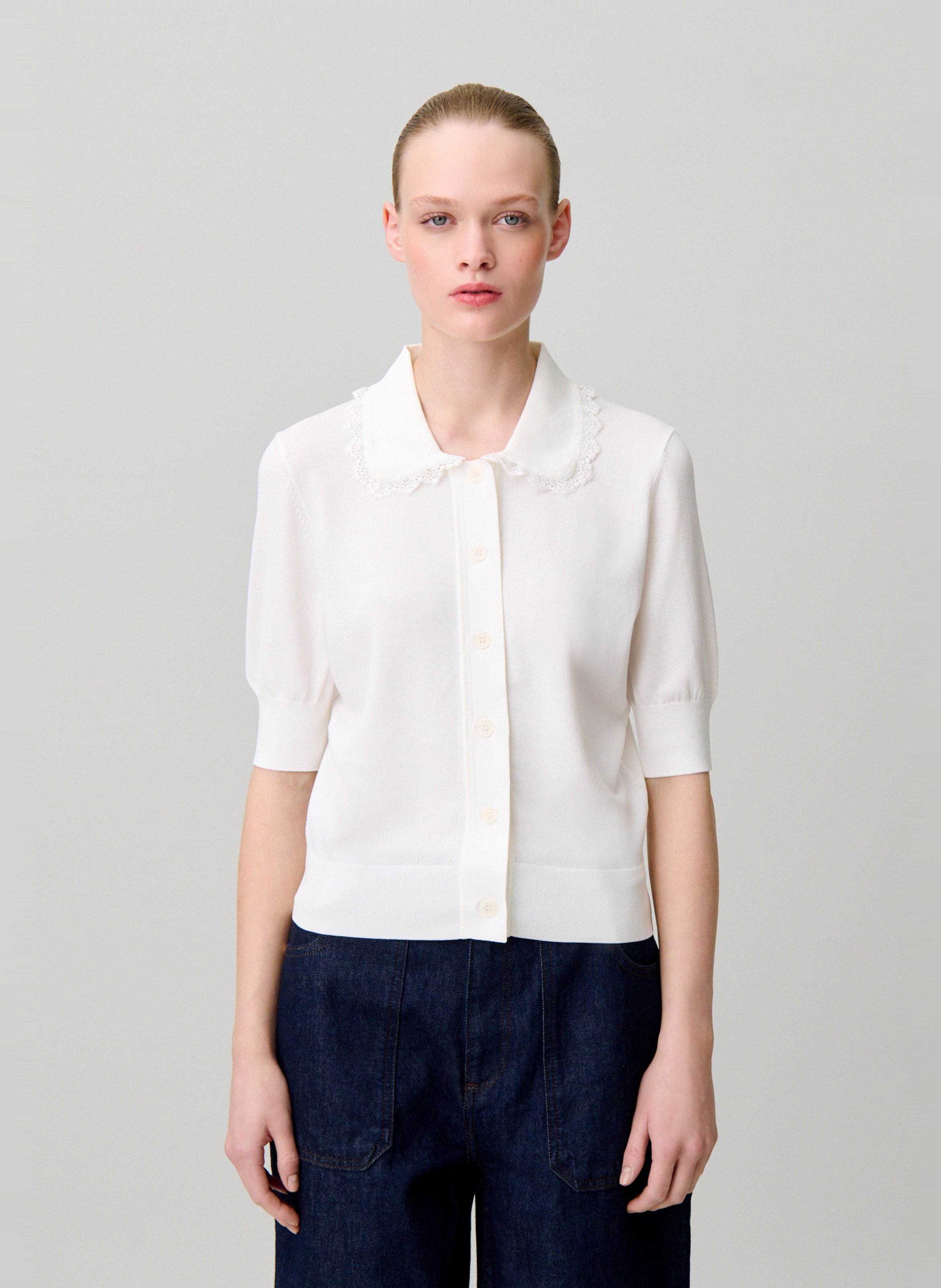 Cardigan ajusté col claudine | Beige CLAUDIE PIERLOT Femme