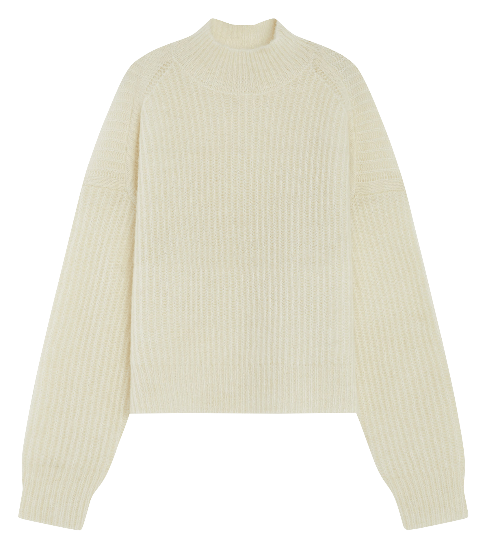 Pull droit col cheminé en laine mélangée GRACE ET MILA Blanc