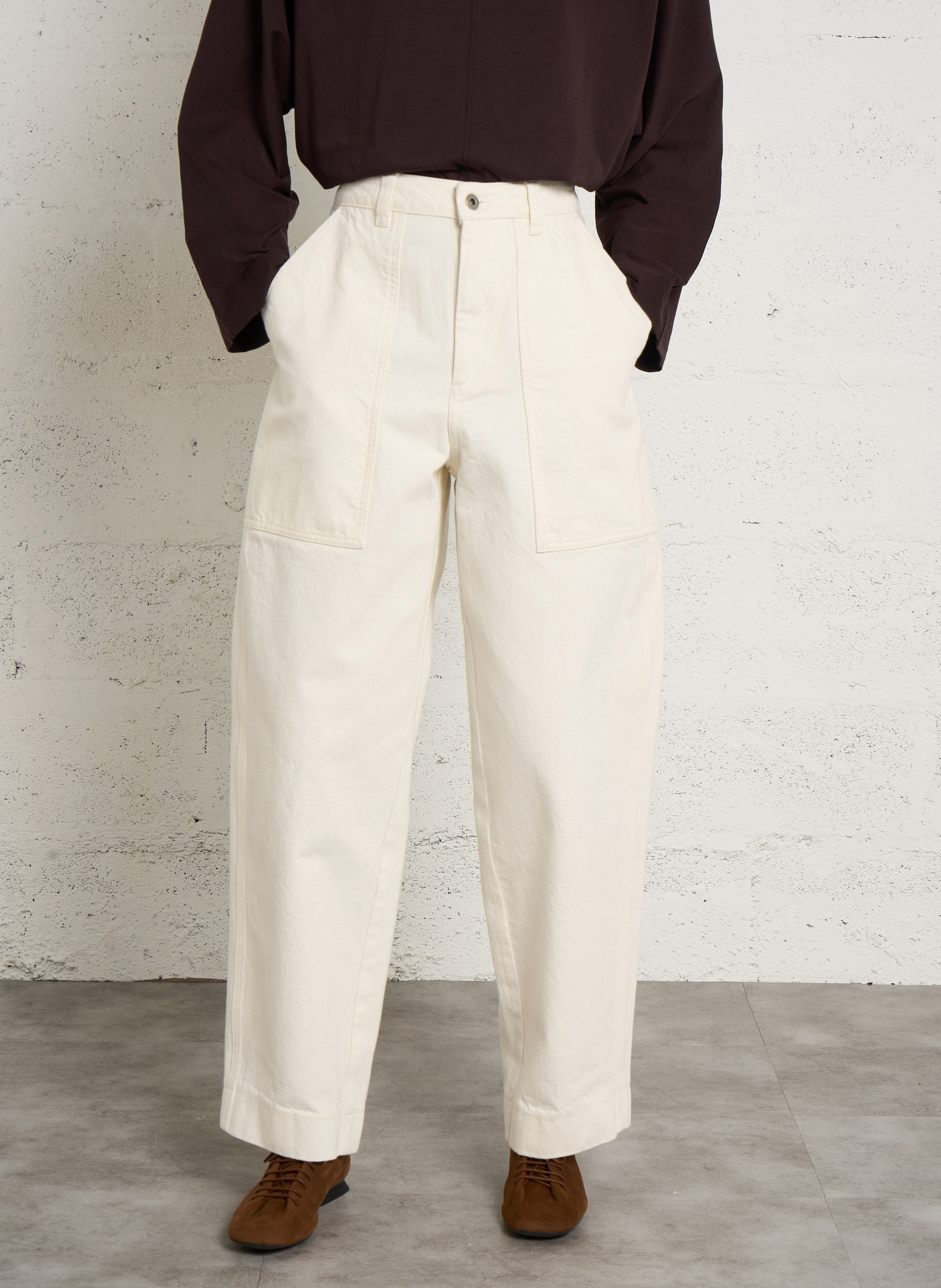 Jean large en coton bio SOEUR Beige