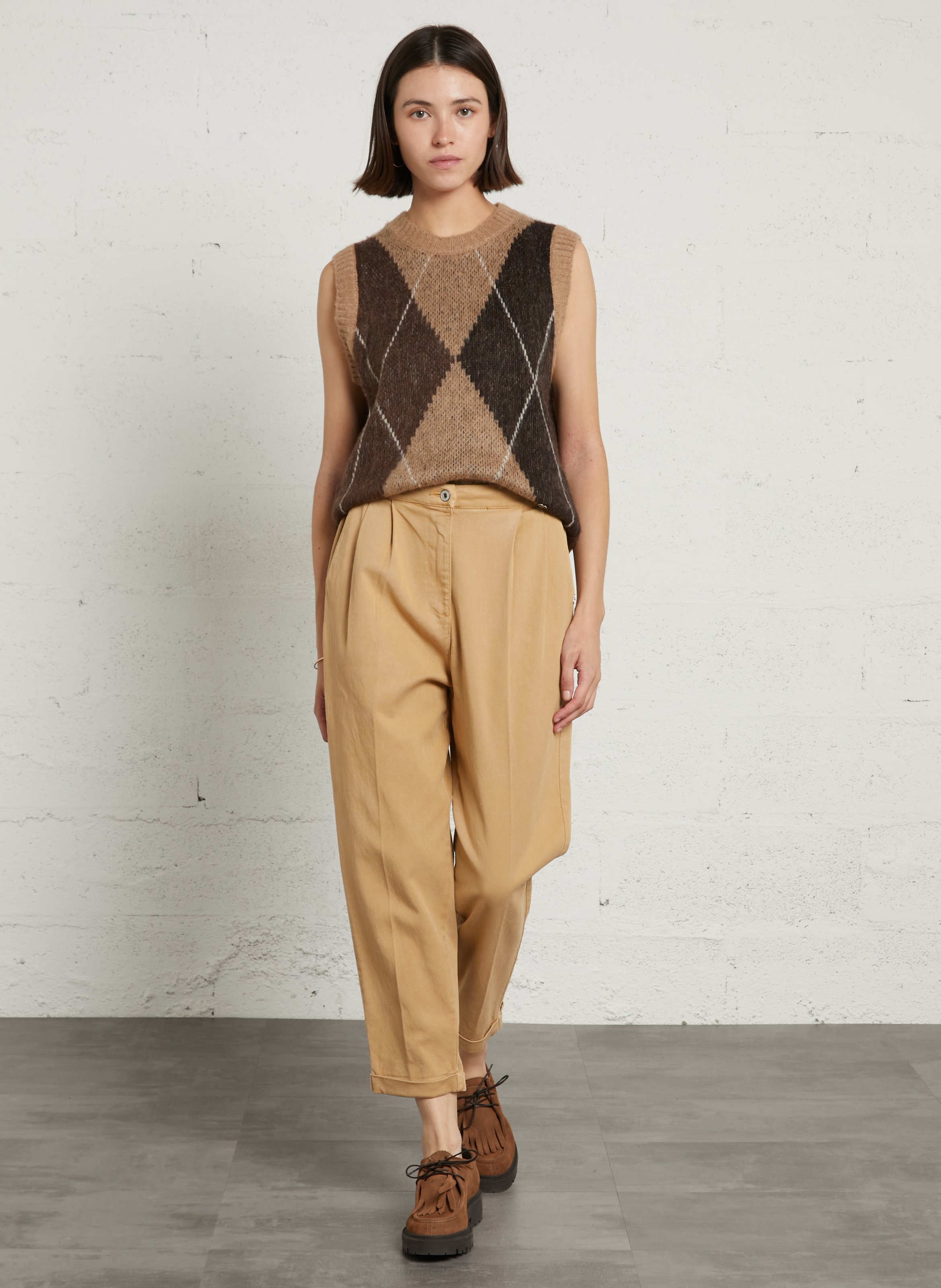 Oversized trui met ronde hals PLEASE Bruin