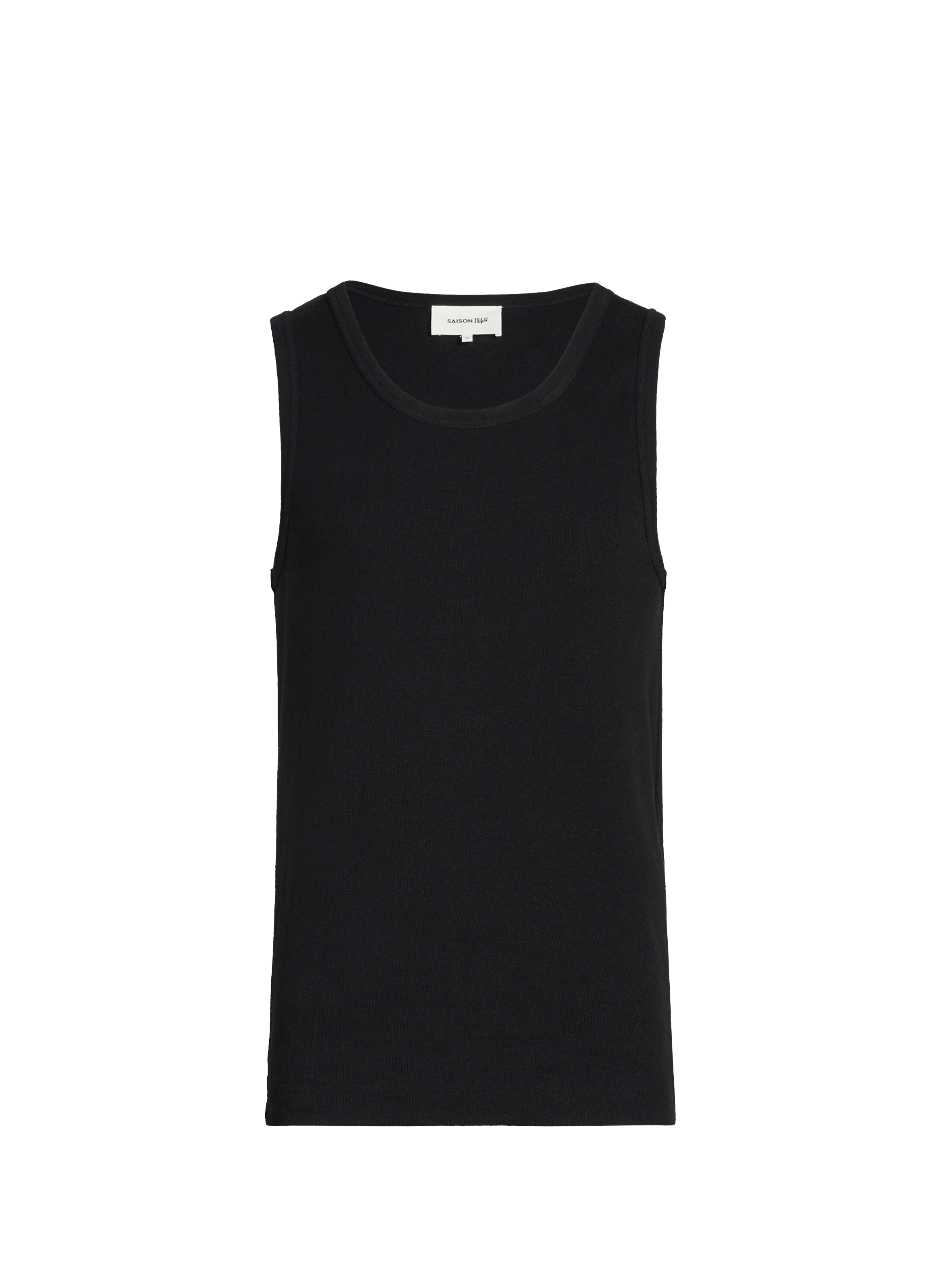 Straight round neck cotton tank top SAISON 1865 Black