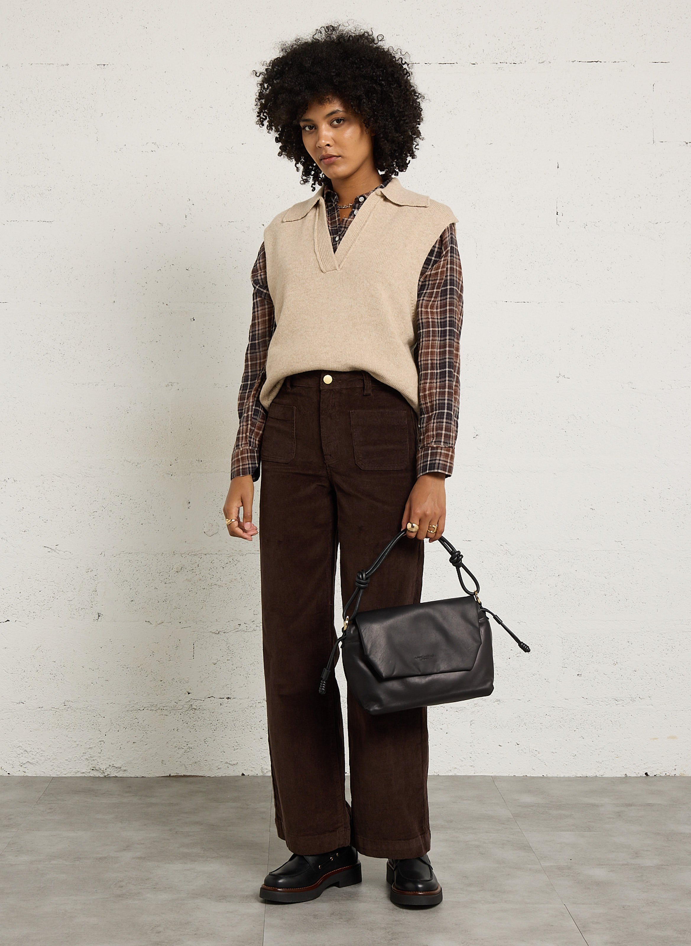 Pull col V en laine mélangée HARTFORD Beige