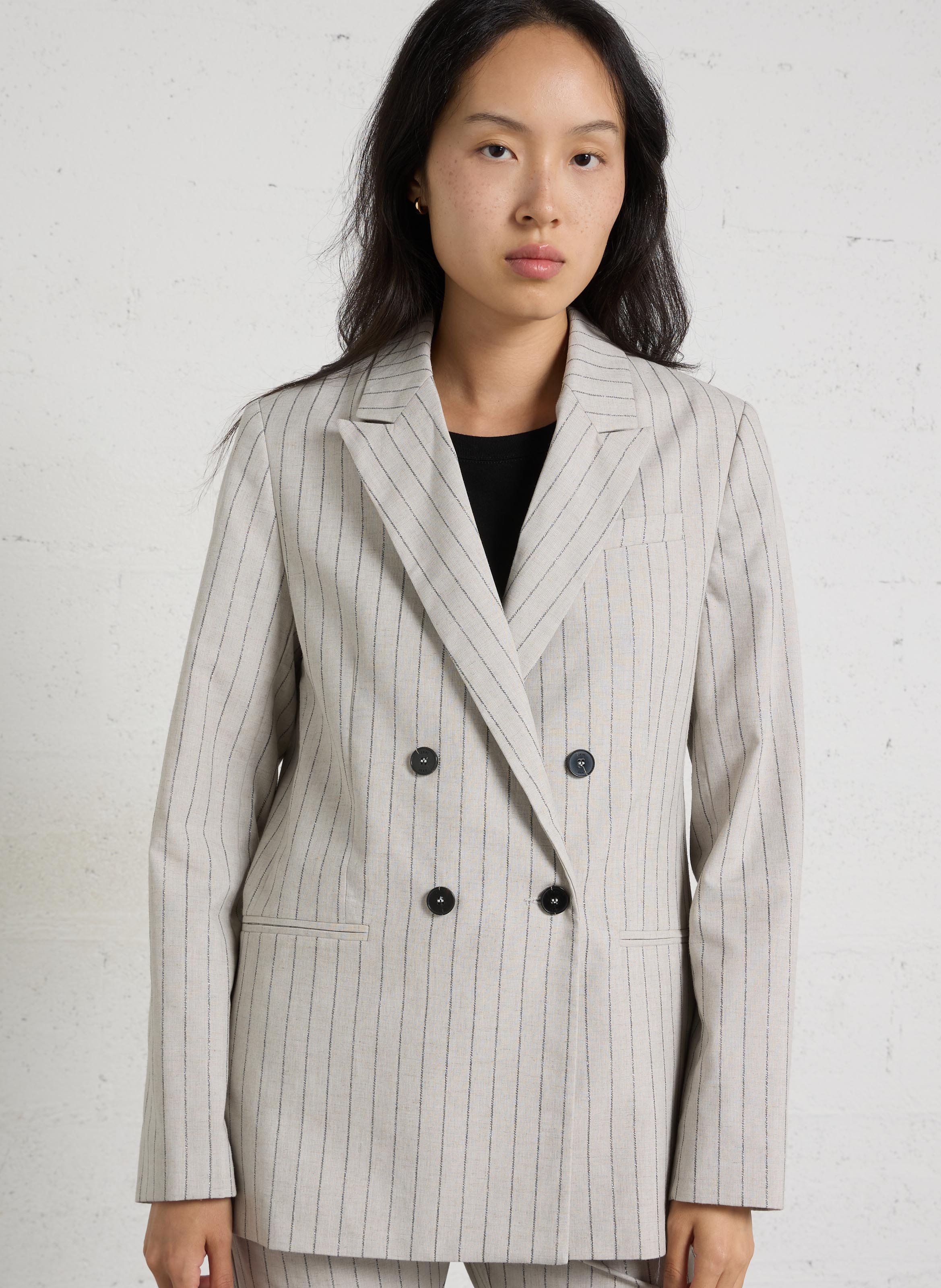 Straight Striped Blazer IKKS Beige