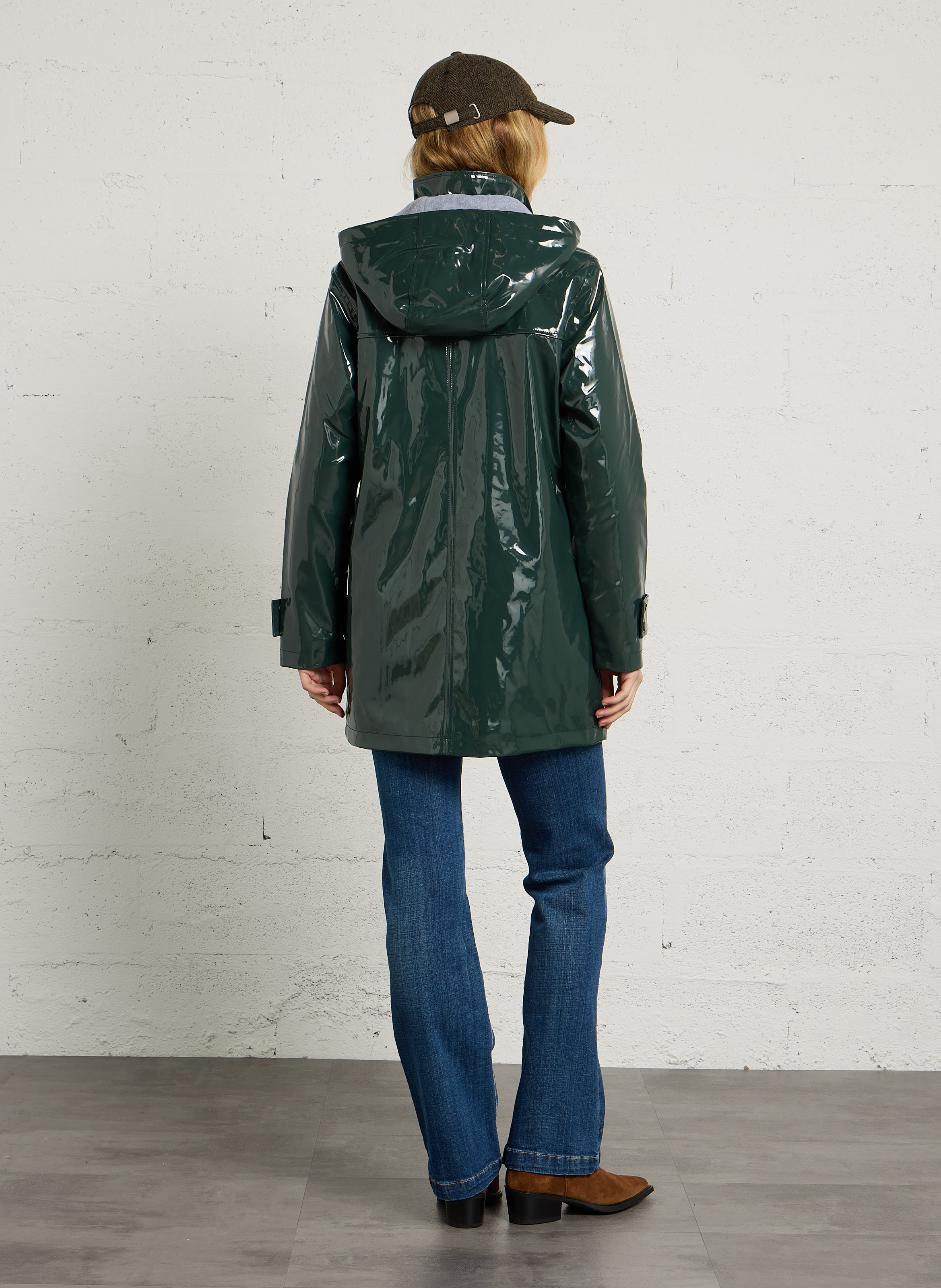 Glanzende regenjas met capuchon ARMOR LUX Groen