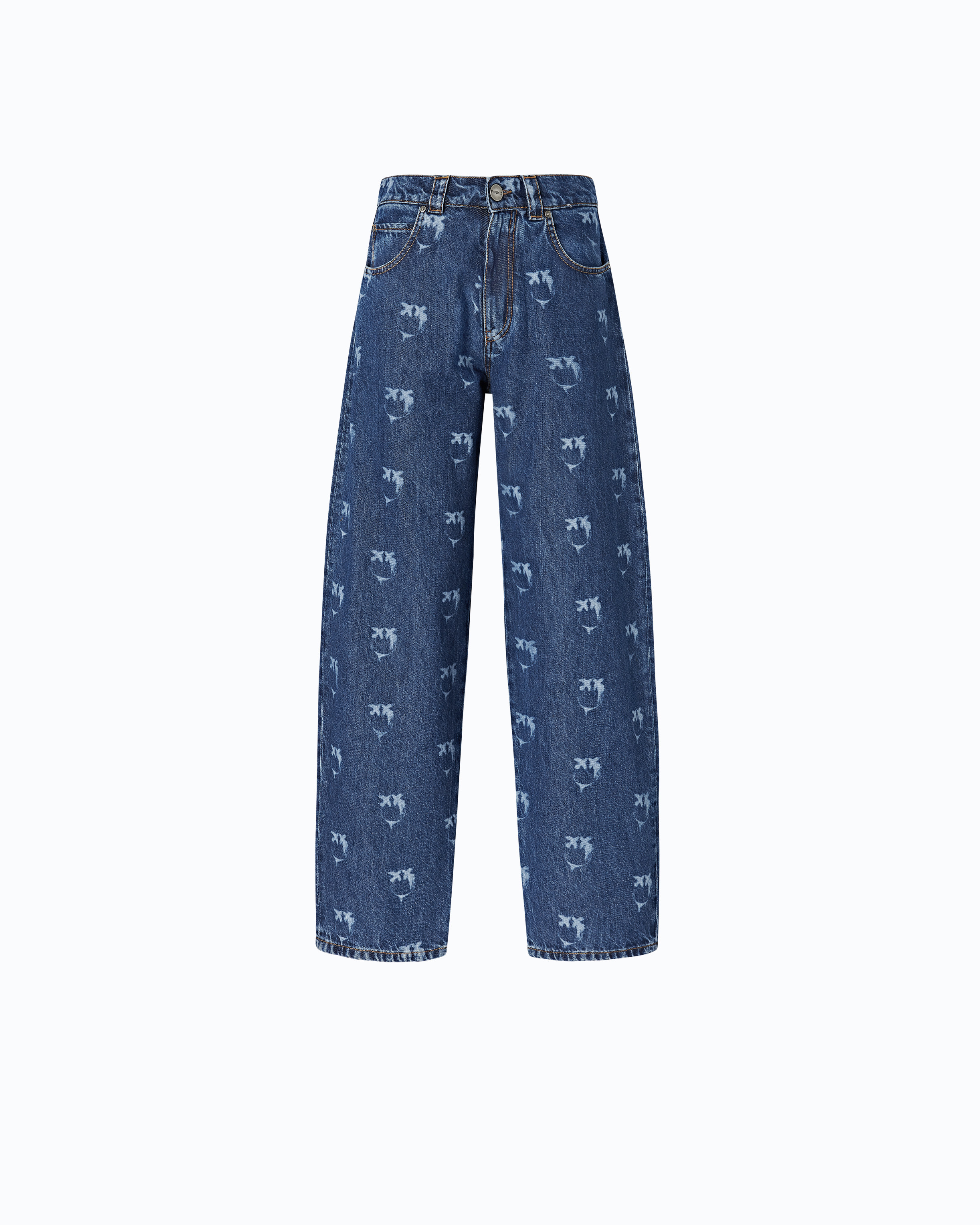 Jeans with all-over Love Birds logo PINKO Blue