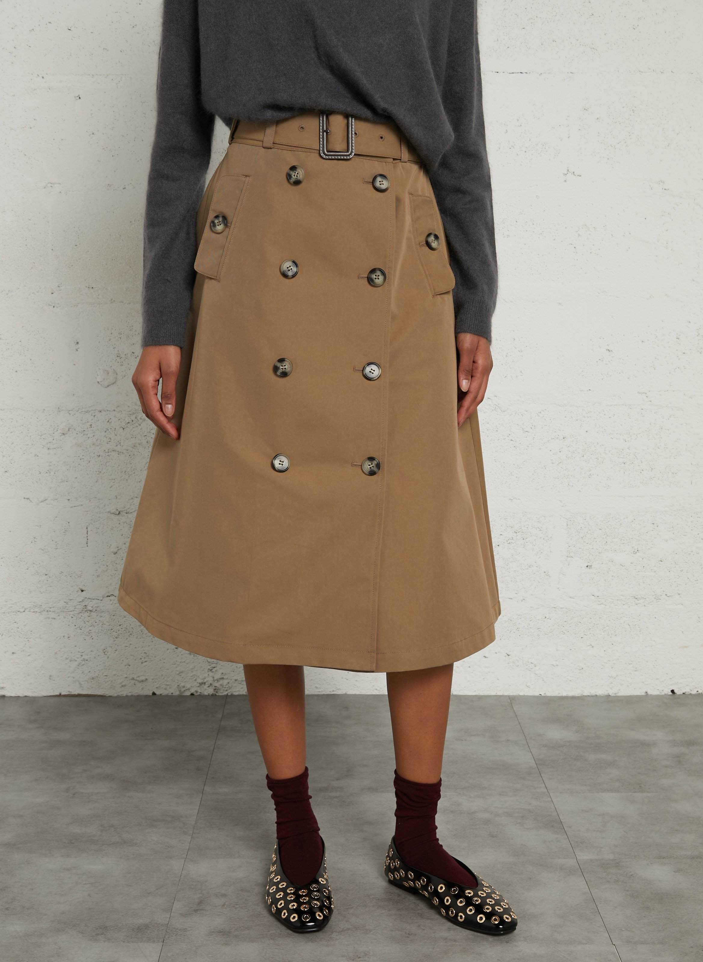 Jupe portefeuille style trench BERENICE Beige
