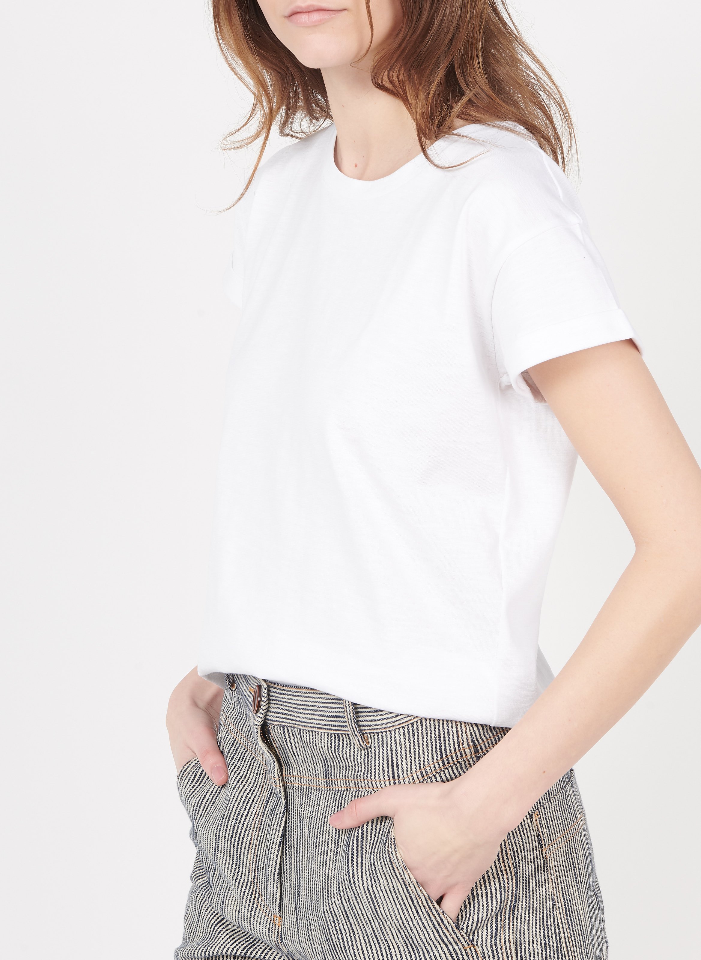 Rundhals-T-Shirt aus Baumwoll-Mix SESSUN Weiss