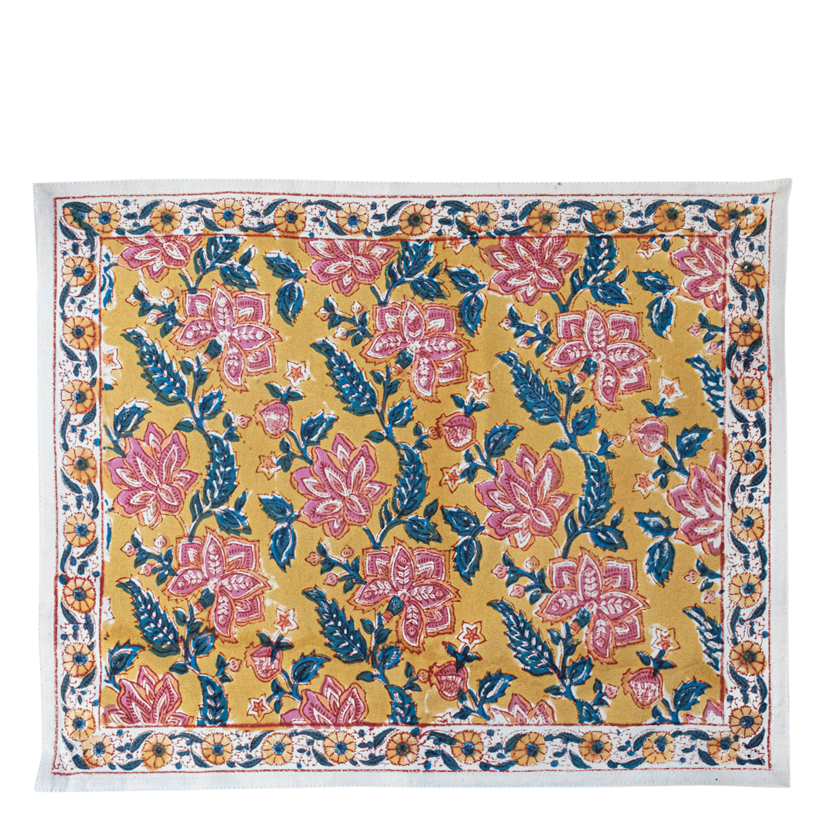 Set de table imprimé fleuri en coton  JauneJAMINI