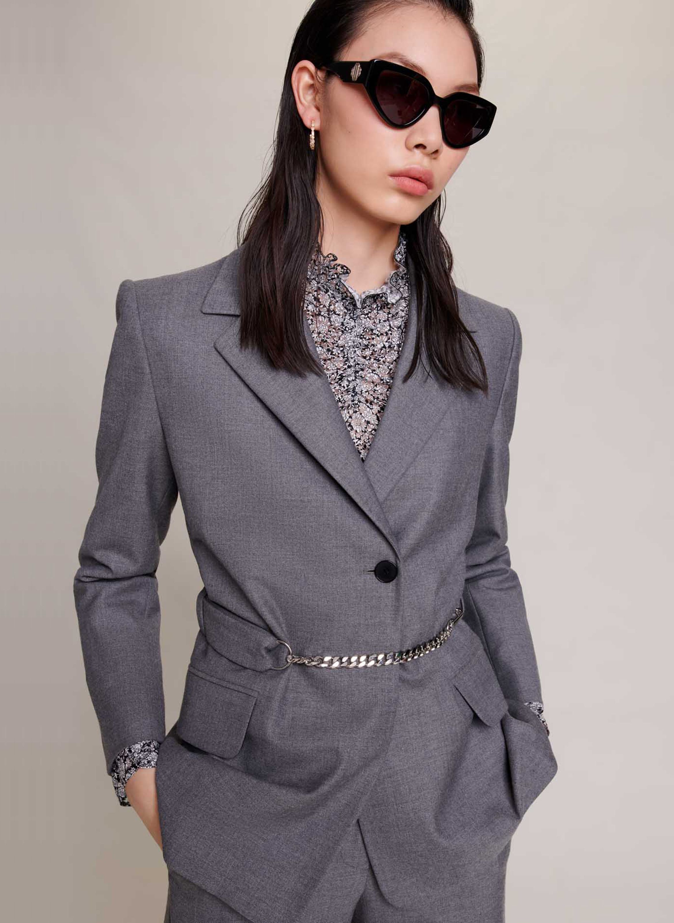 Veste tailleur femme grise hot sale