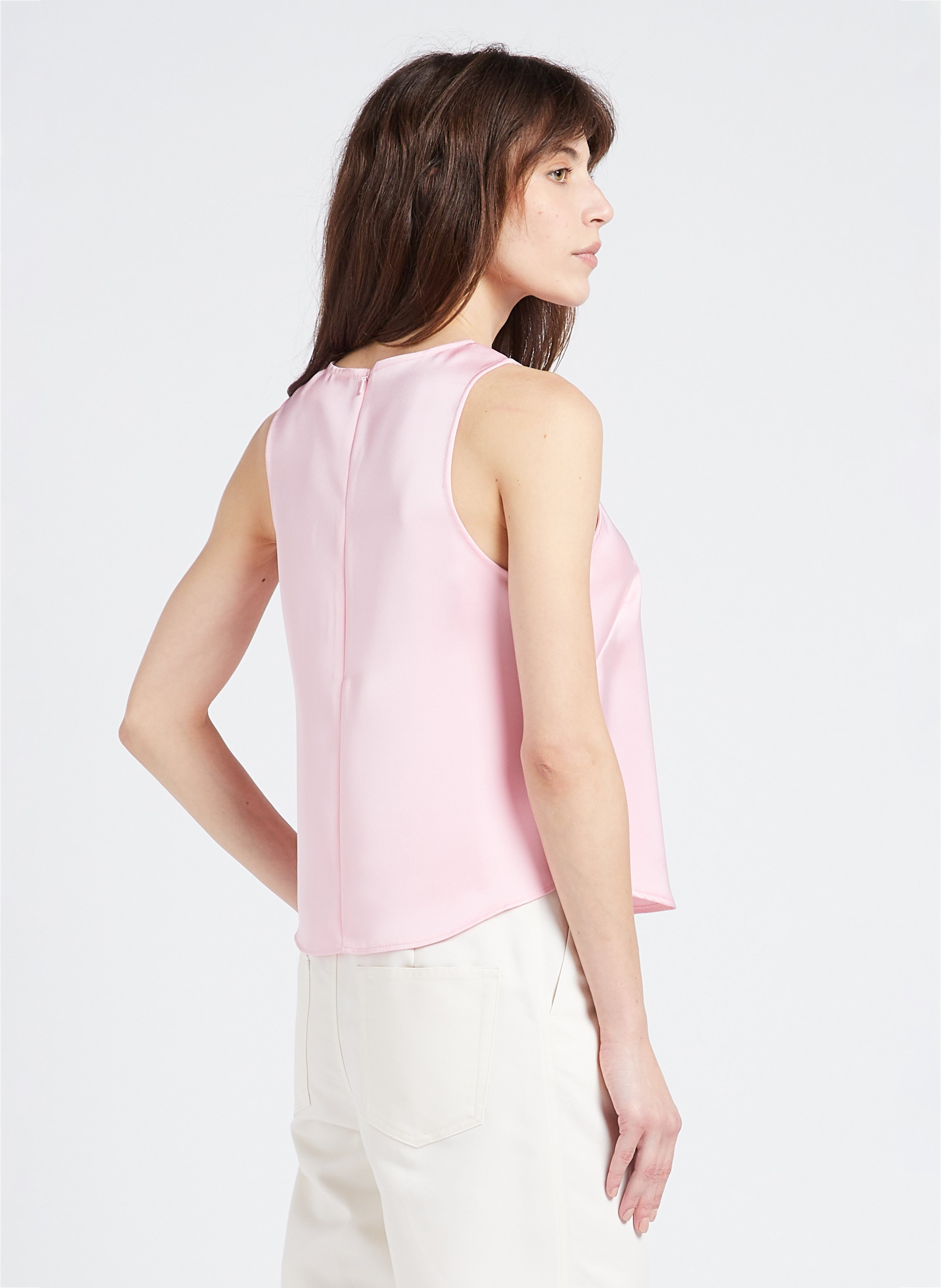 Mouwloze, gesatineerde top met ronde hals COLLECTORS CLUB Roze