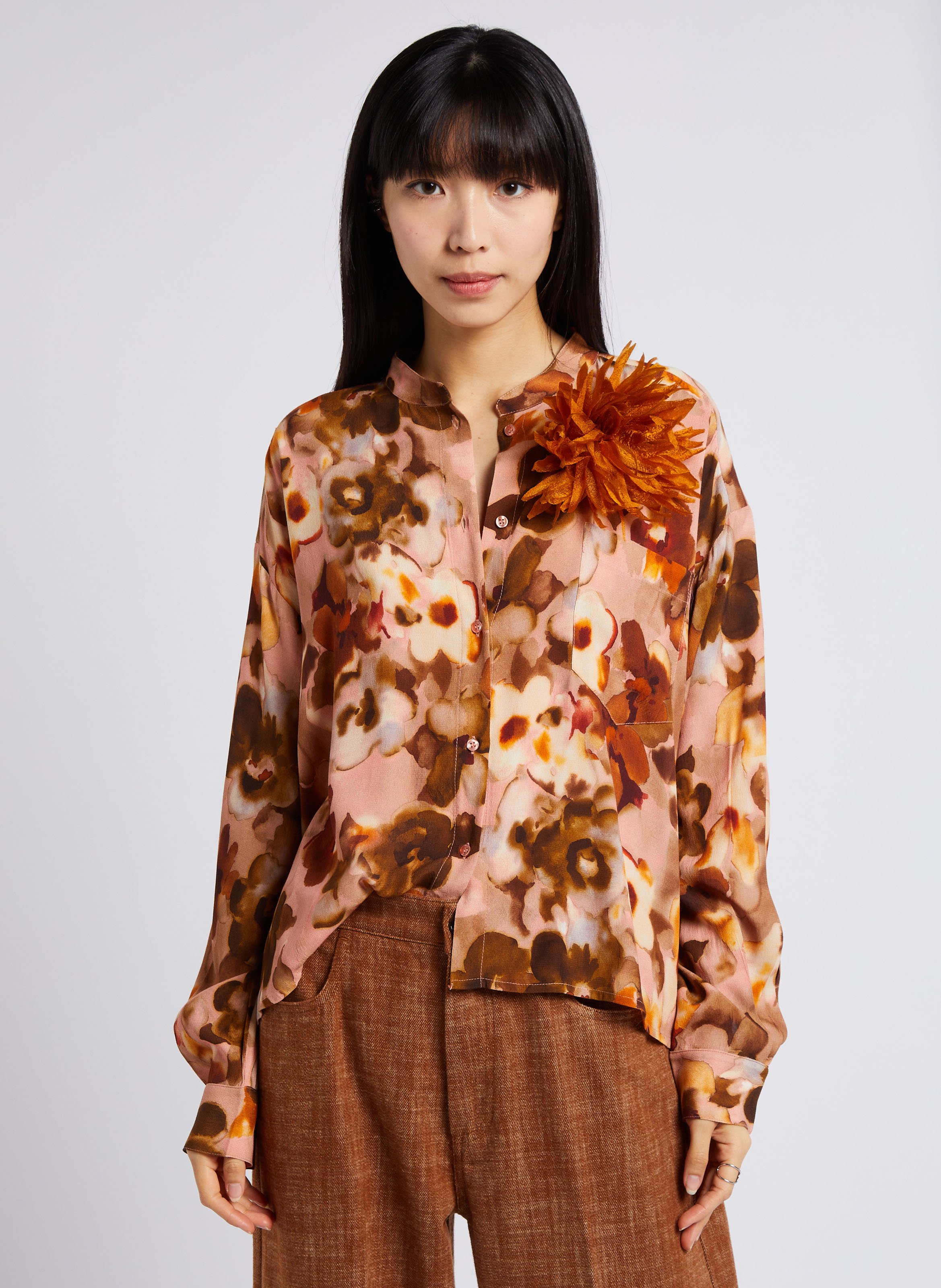 Camisa holgada de cuello redondo ATTIC AND BARN Rosa