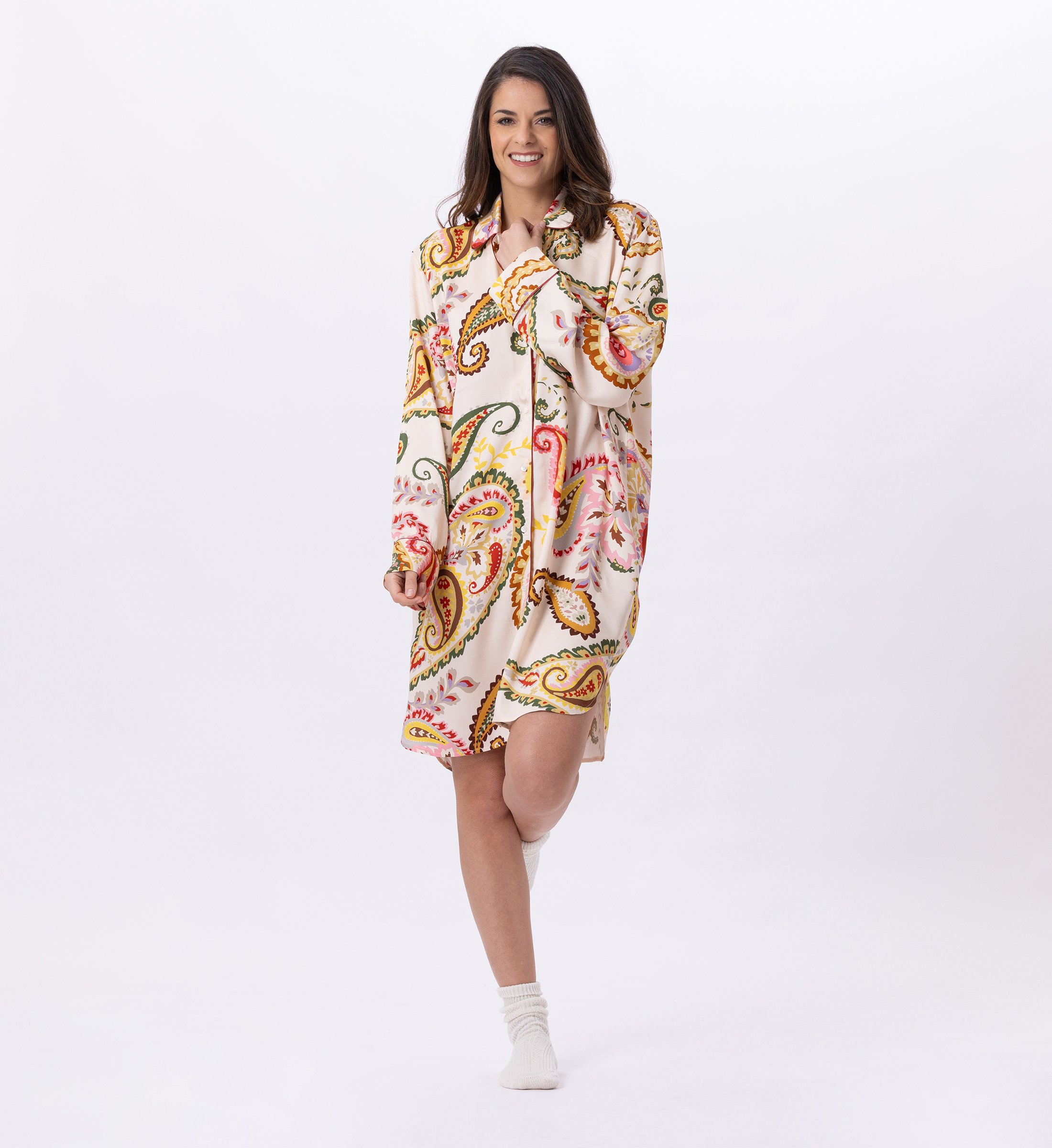 Buttoned viscose nightgown LE CHAT Multicolored