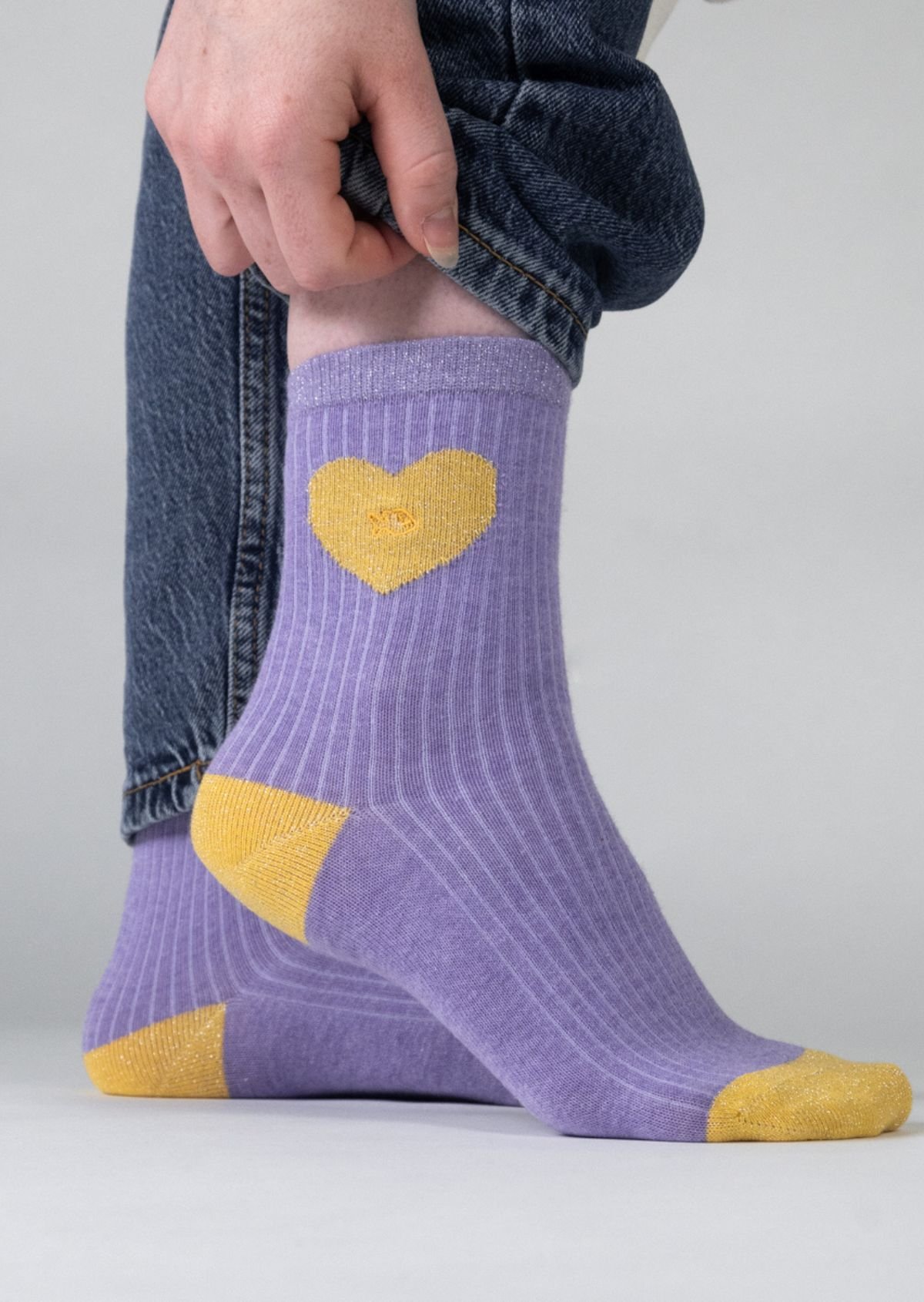 Chaussettes en coton peigné coeur BILLYBELT Purple