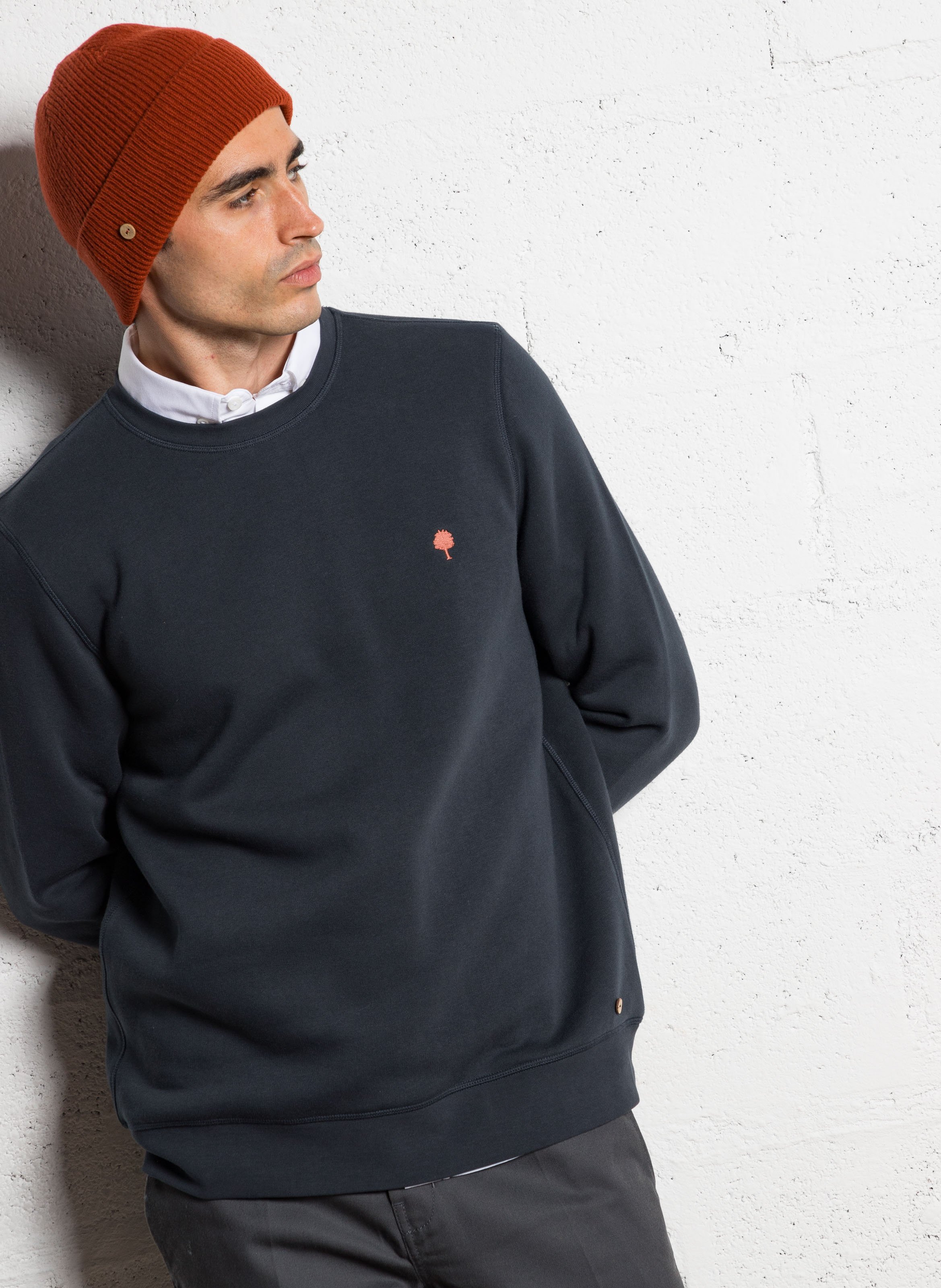 Gerade geschnittenes Rundhals-Sweatshirt aus Baumwoll-Mix FAGUO Blau