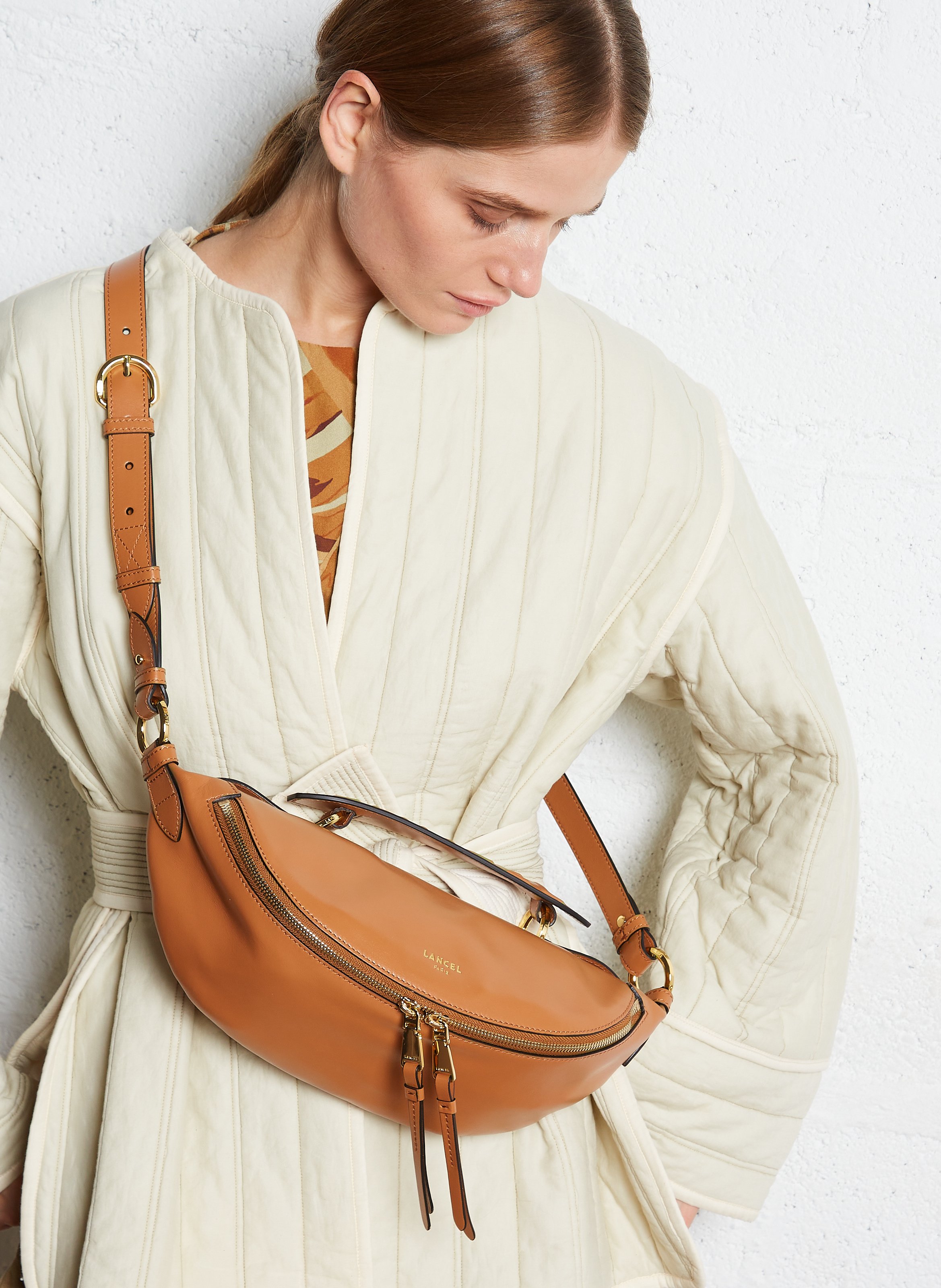 Sac bandoulière en cuir LANCEL Beige