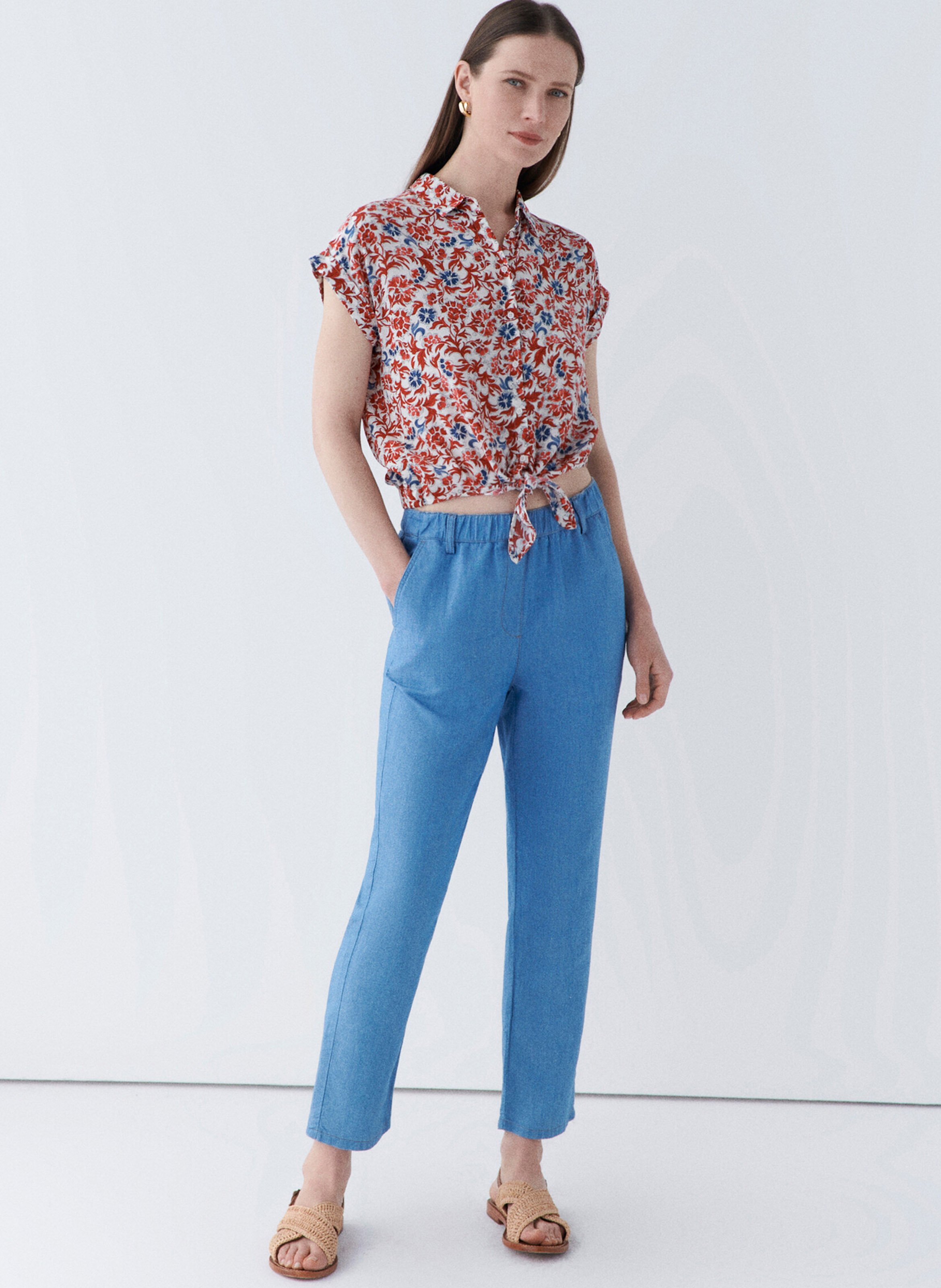 Carrot 7/8 length trousers plain CAROLL Blue