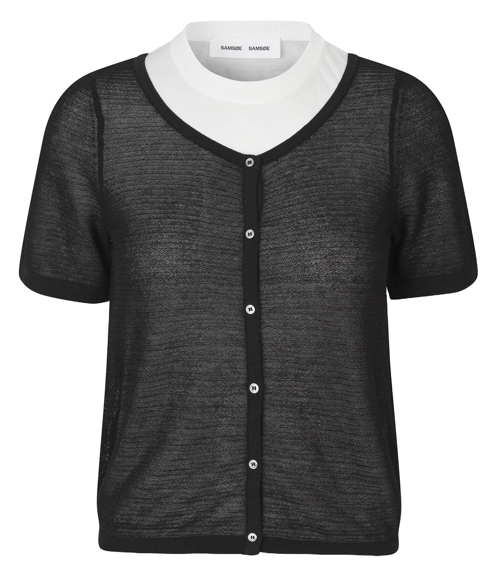 Cardigan droit en coton mélangé SAMSOE SAMSOE Noir