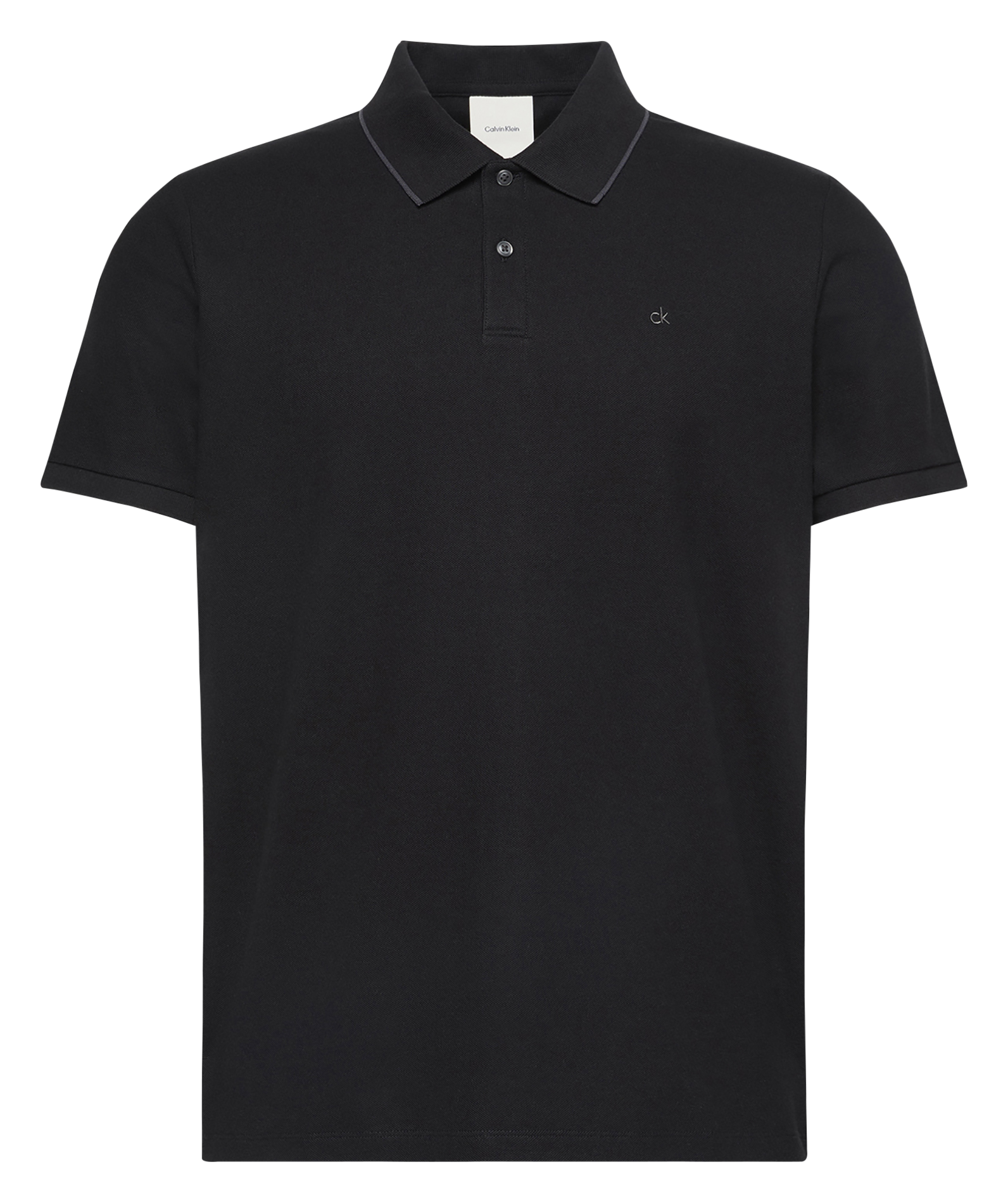 Polo col classique en coton CALVIN KLEIN Noir
