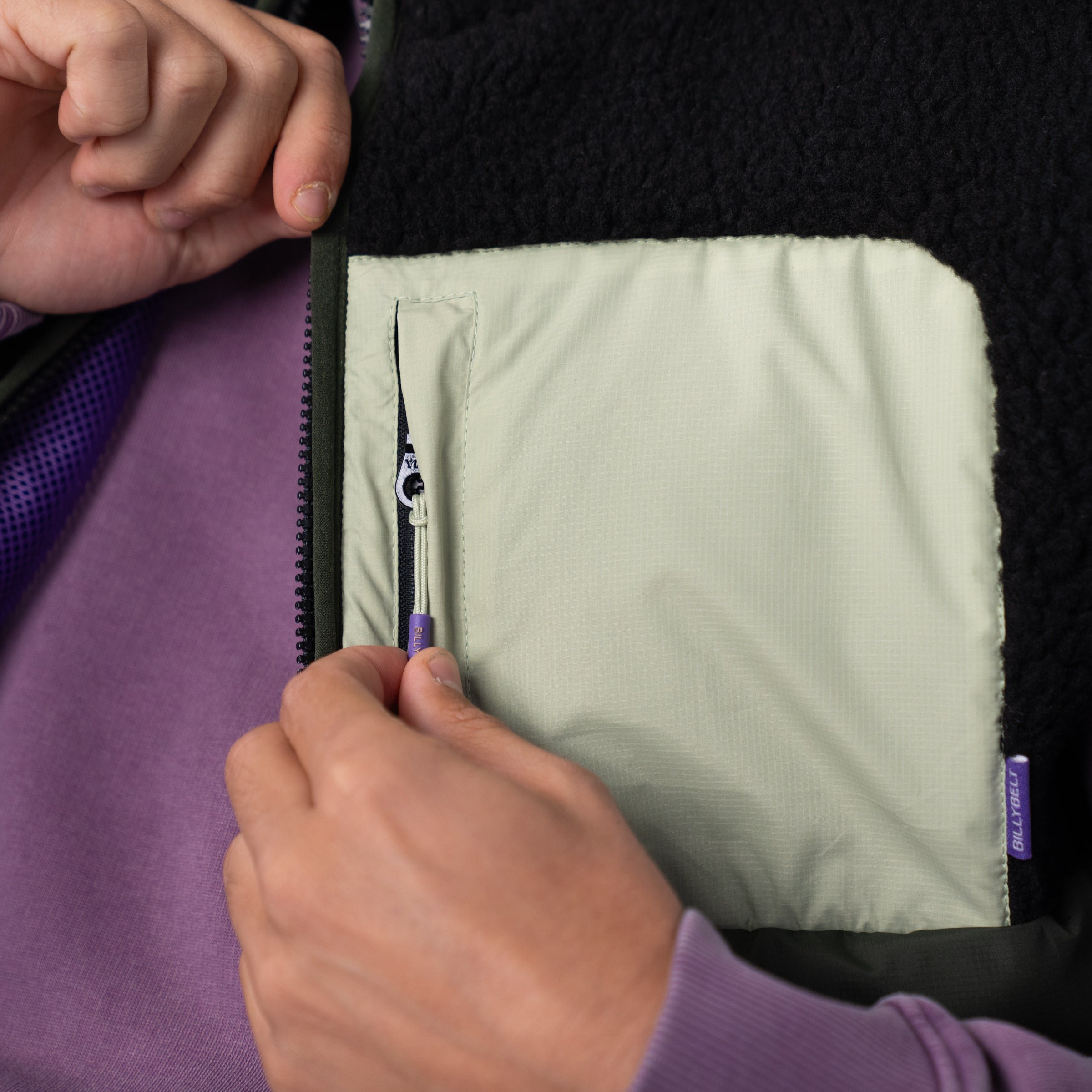 Sherpa sleeveless bi-material jacket BILLYBELT Black