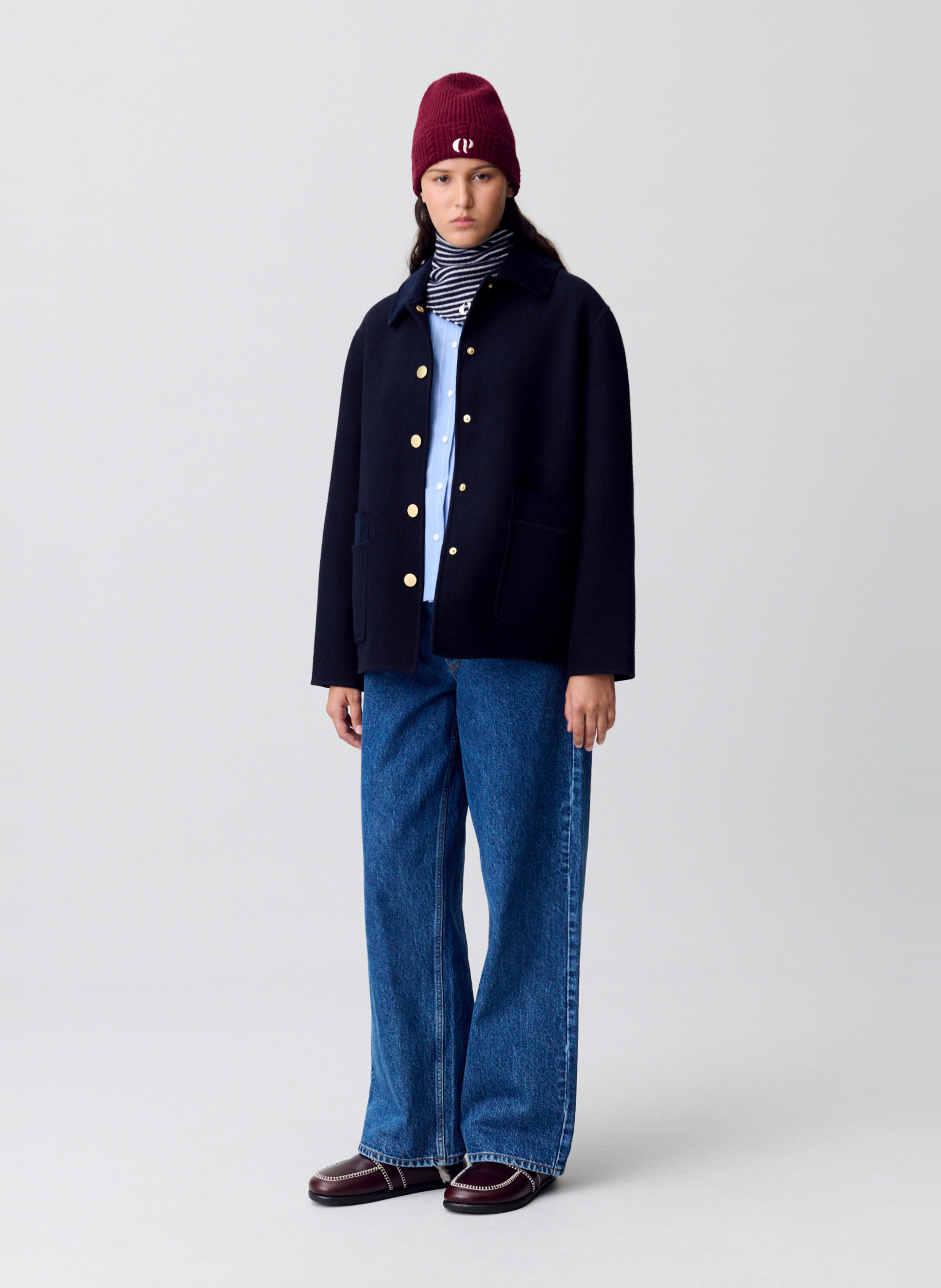 Veste droite boutonnée en laine mélangée CLAUDIE PIERLOT Bleu