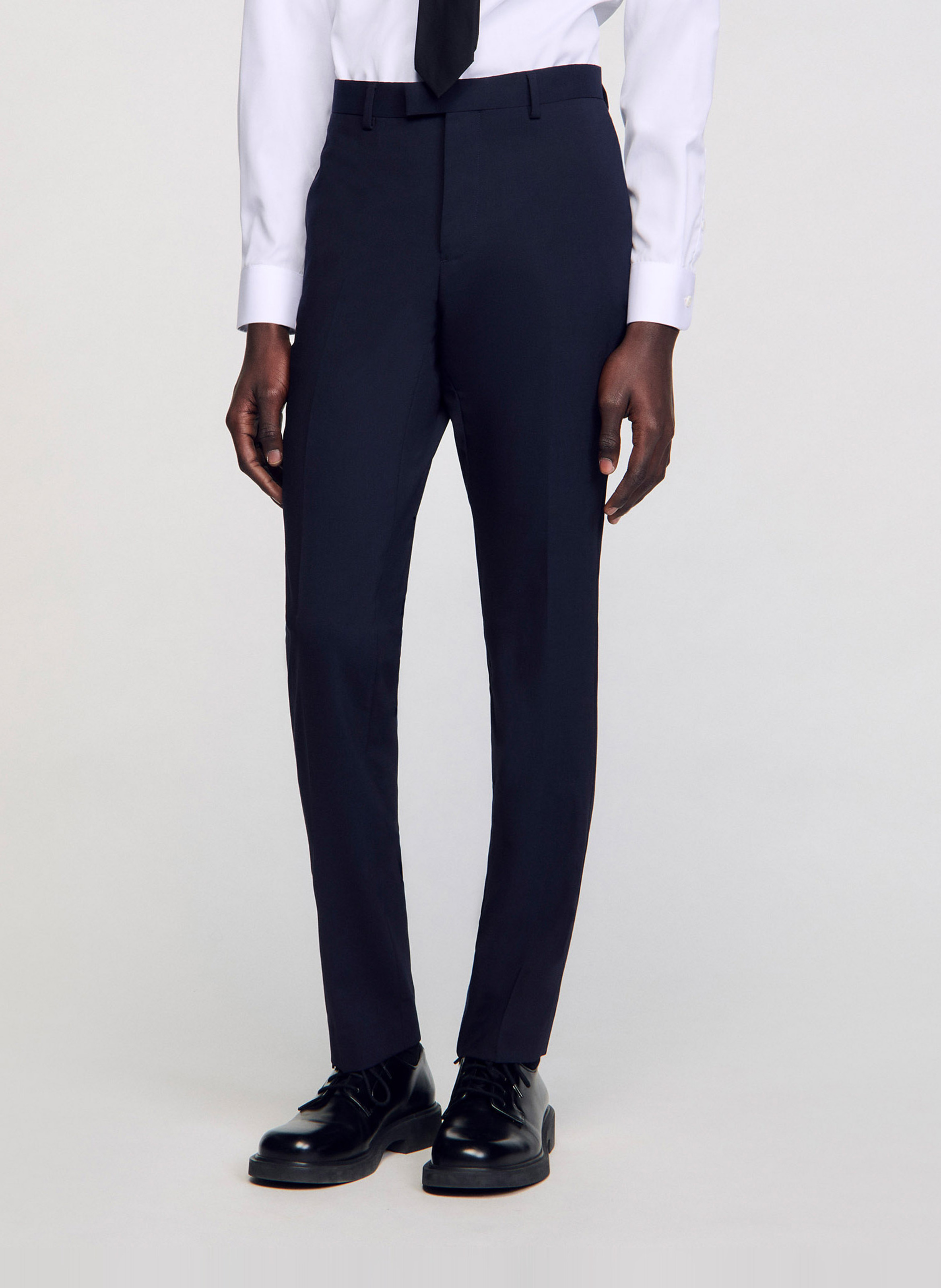 Wollen broek met bandplooien SANDRO Blauw