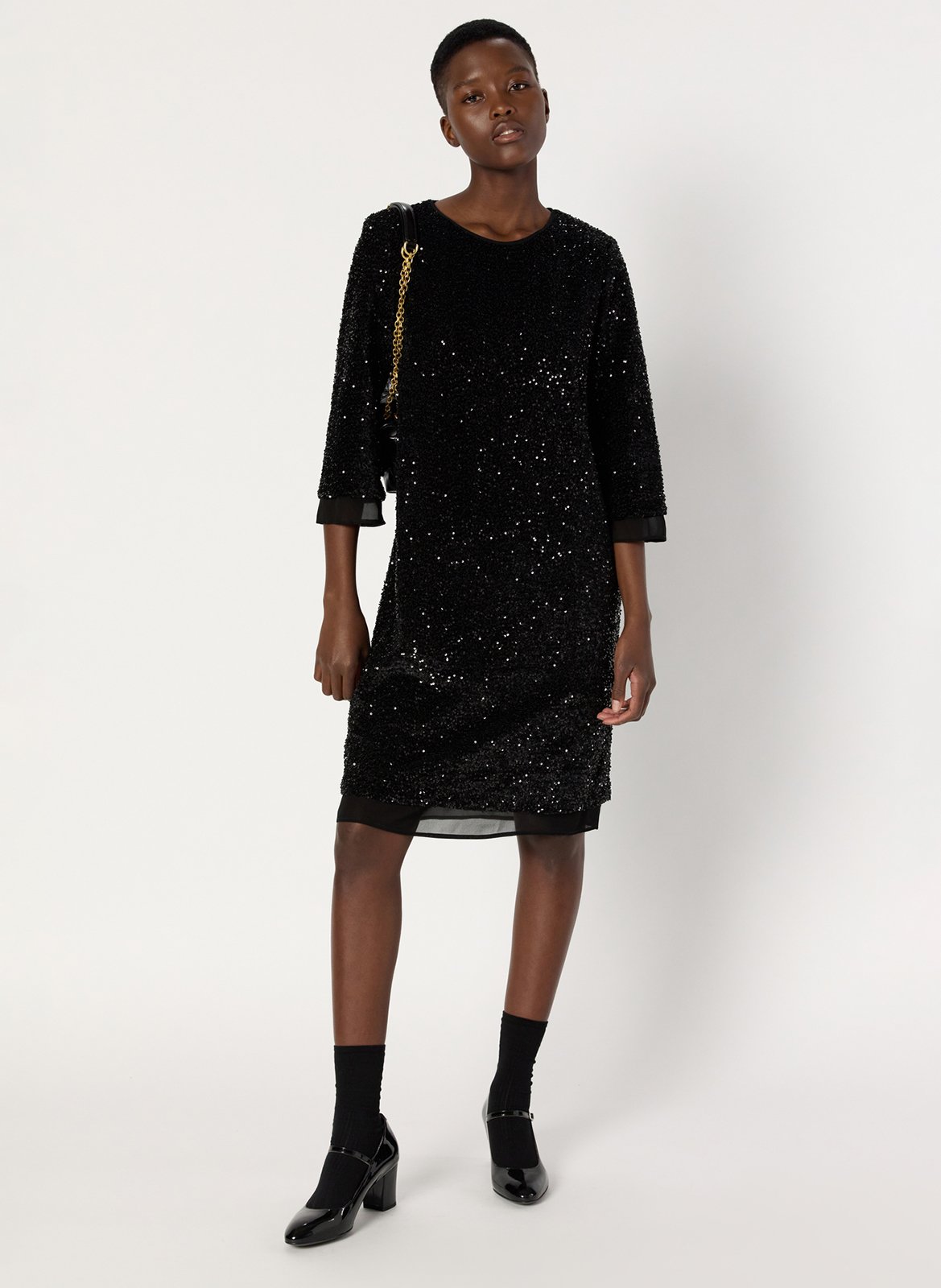 Robe midi à sequins col rond GERARD DAREL Noir
