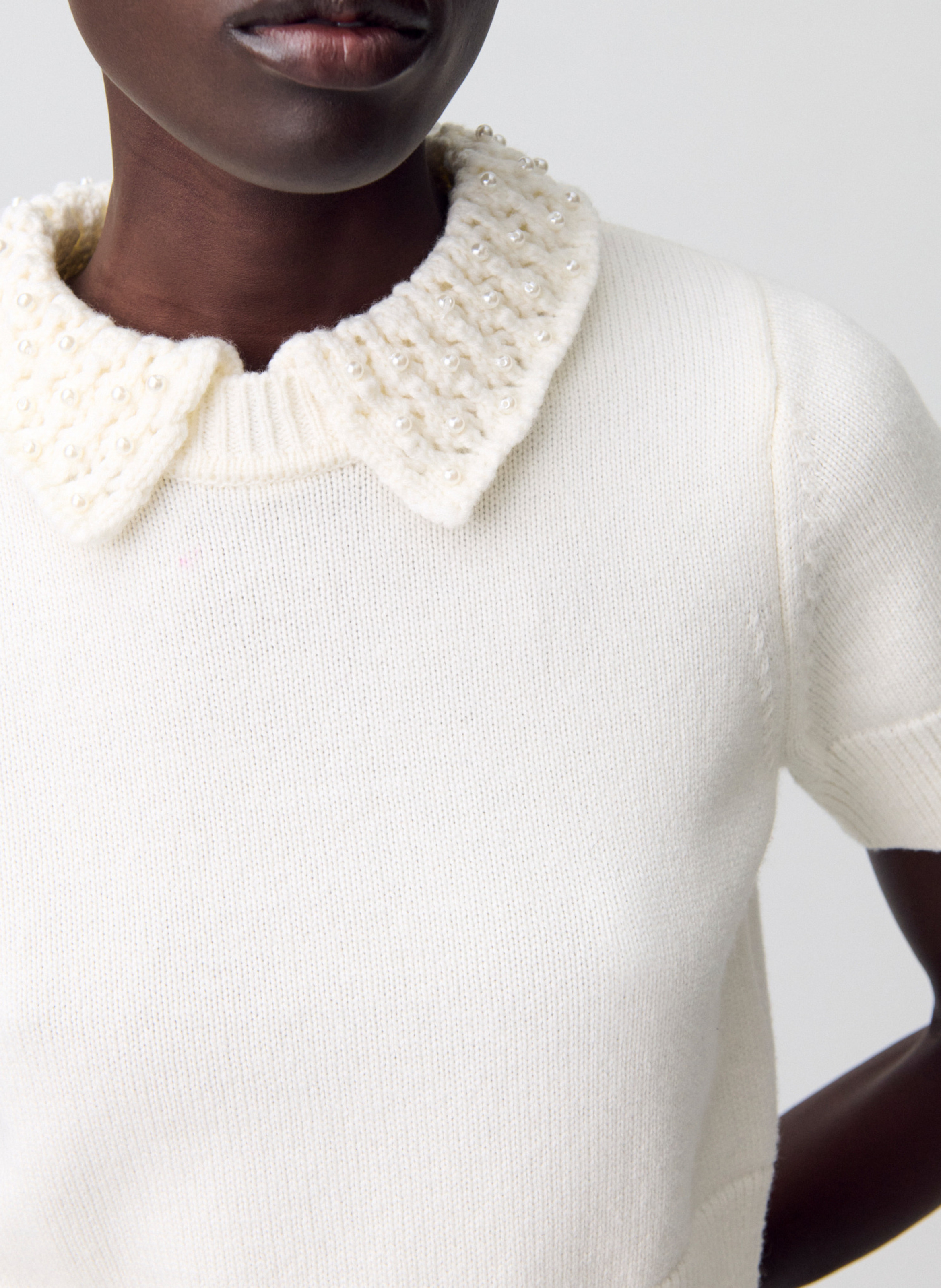 Top ajusté en laine et cachemire CLAUDIE PIERLOT Beige