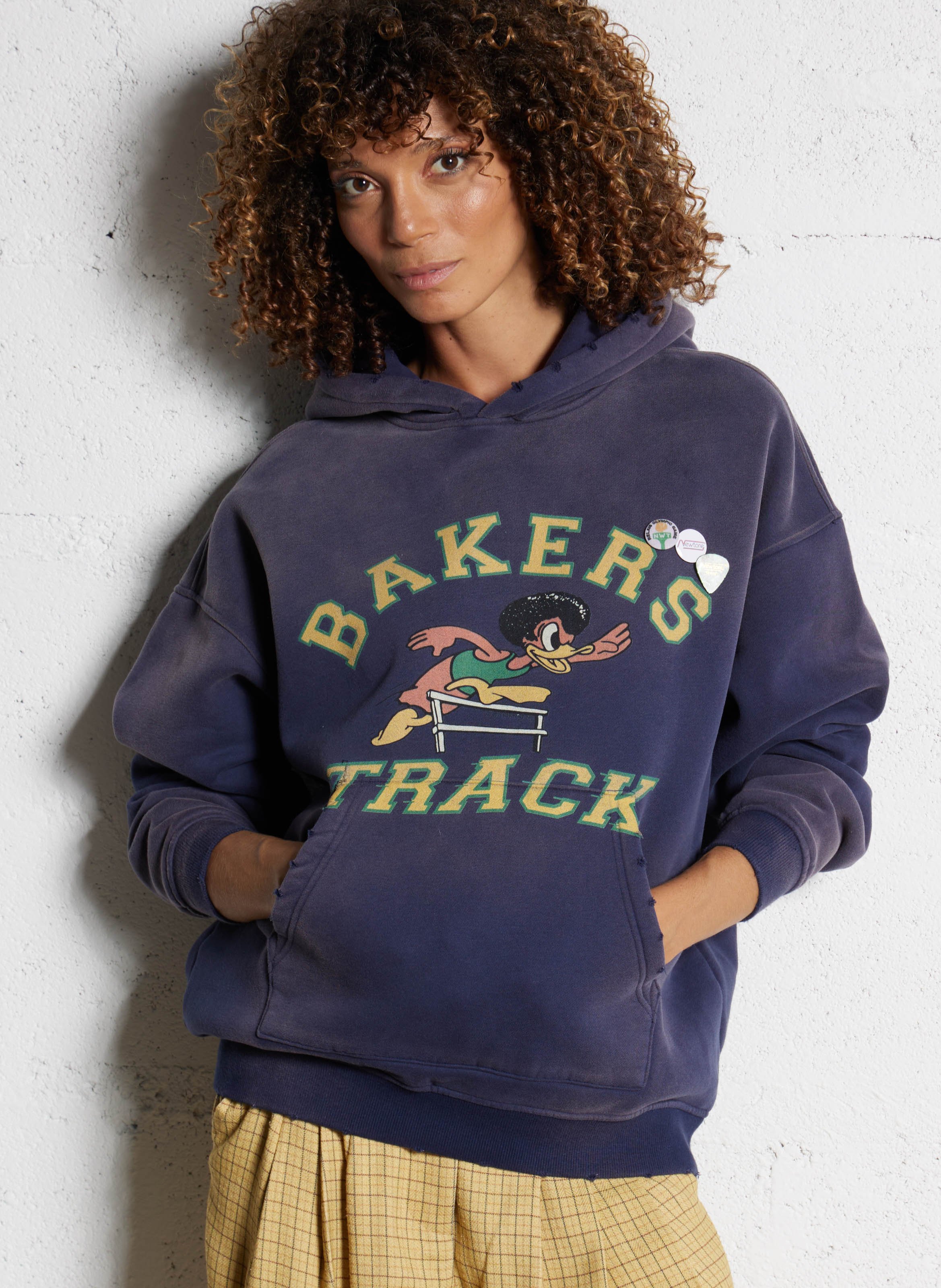 Loose-fit cotton-blend hoodie with screen print NEWTONE Blue